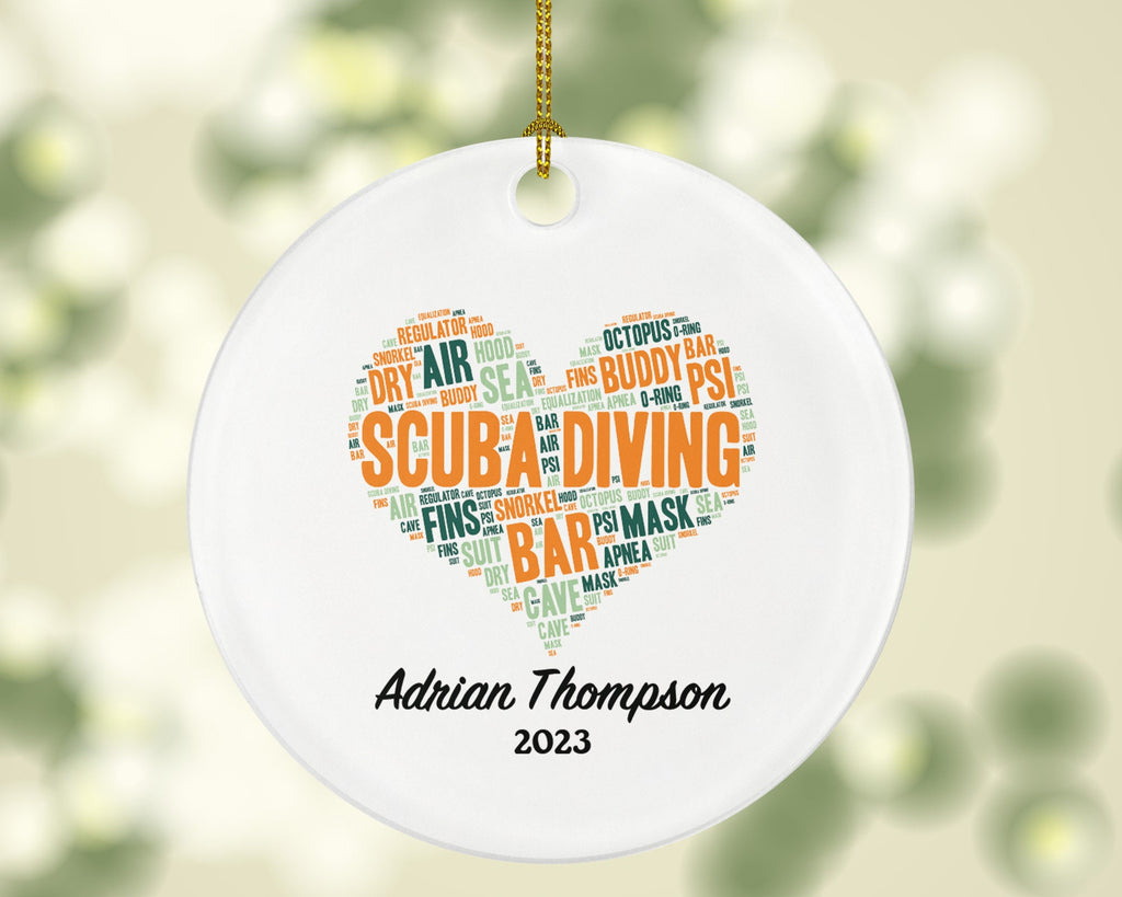Personalized Scuba Diving Bar Christmas Ornament - Diving Lover Gift, Diving Equipment Christmas Tree Ornament