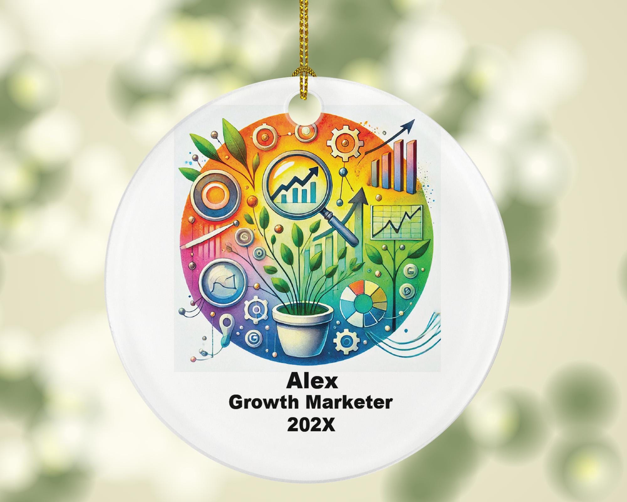 Personalized Marketing Consultant Ornament – Custom Growth Marketer Gift – Digital Marketing Ornament with Name & Year