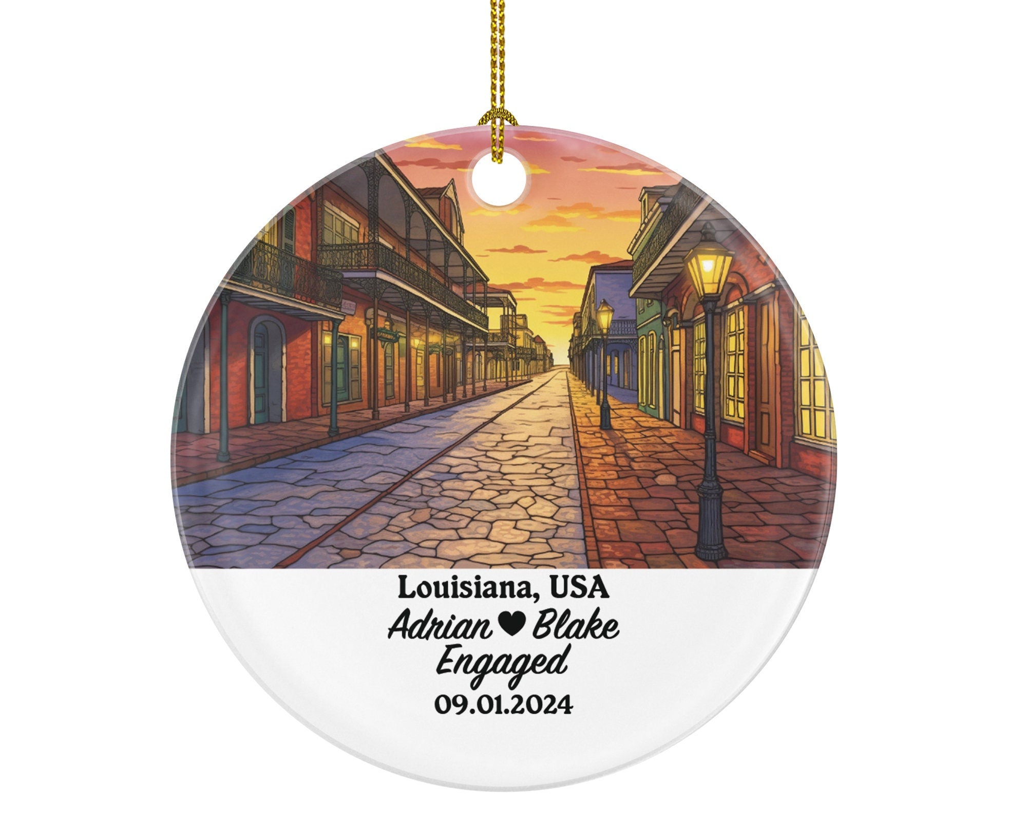 Louisiana Christmas Ornament Personalized - LA Engaged Married Family Together Couple Travel Honeymoon Engagement Marriage