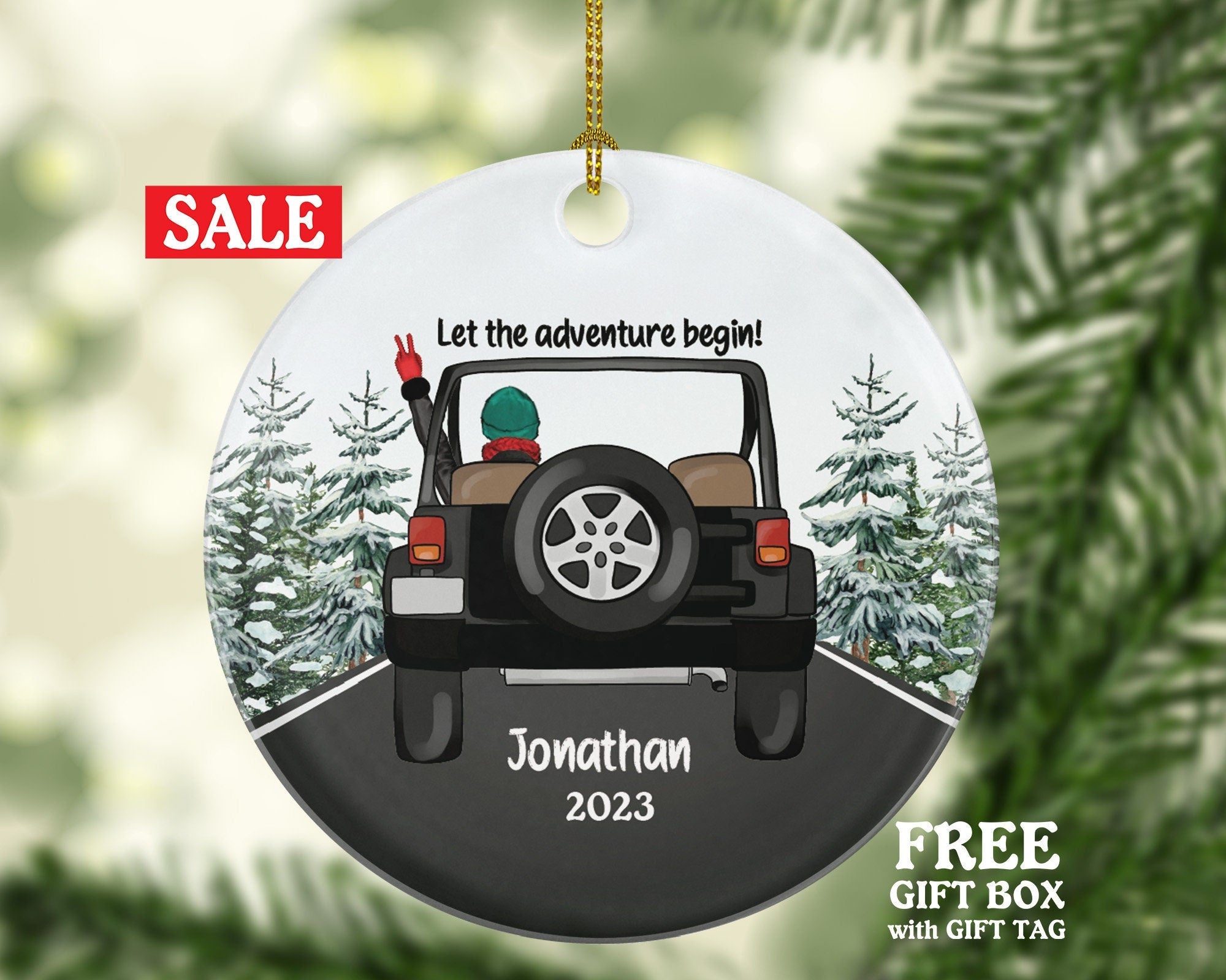New Driver Christmas Ornament - Personalized Boy Male SUV Car Driving Adventure New License Owner Driver's Plate Custom Gift For Teenage