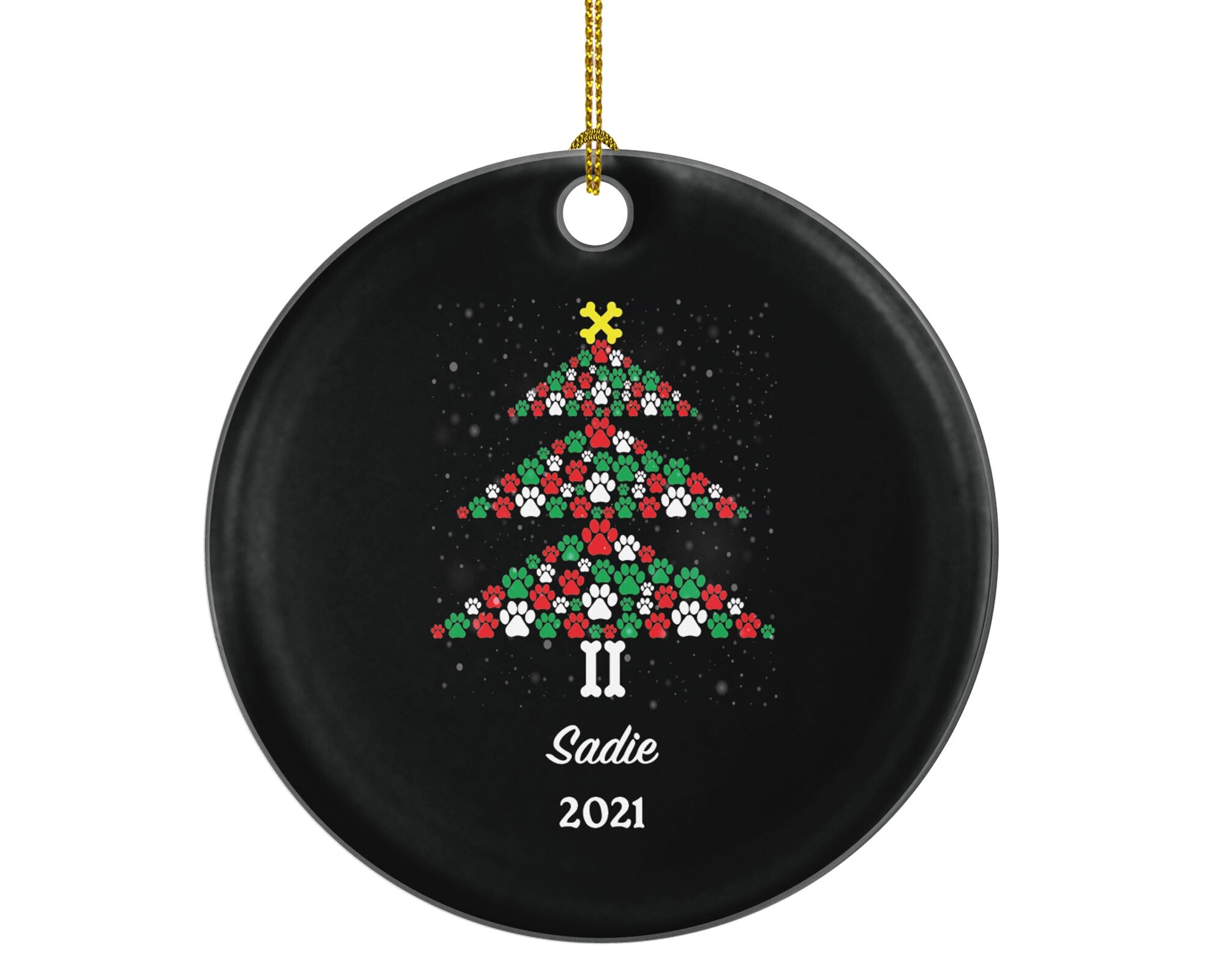 Dog Christmas Tree Ornament Personalized, Pets Dog Cat Lover Owner Gift, Custom Name, Fur Mom Dad Holiday, Rescue