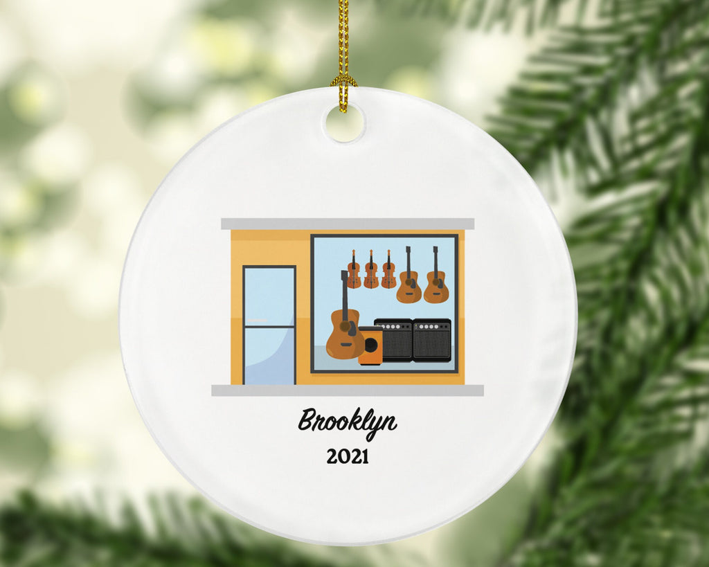 Music Instruments Store Owner or Worker Christmas Ornament Personalized, Custom Music Employee Employer for Holiday, Gift for Music Store