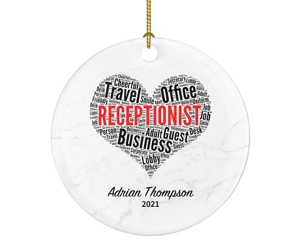 Receptionist Christmas Ornament Personalized - Office Secretary Worker Gift Personalized Keepsake New Receptionist Administrative Gift
