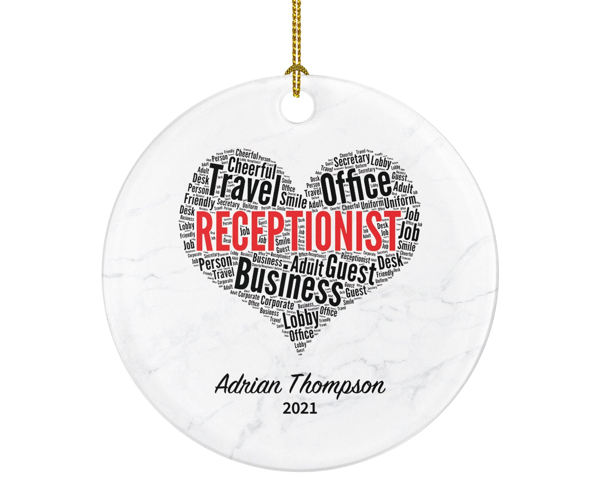 Receptionist Christmas Ornament Personalized - Office Secretary Worker Gift Personalized Keepsake New Receptionist Administrative Gift