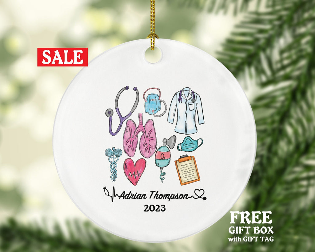 Respiratory Therapist Christmas Ornament Personalized - NBRC, National Board Respiratory Care, Therapy, Medical Gift for Her or Him