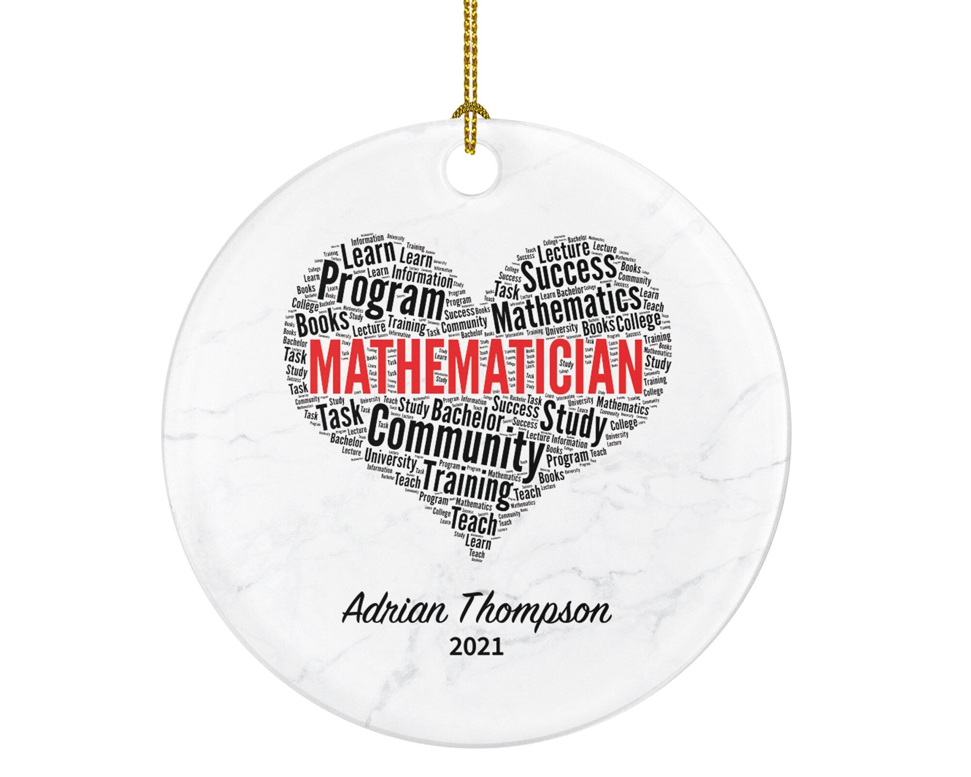 Mathematician Christmas Ornament Personalized, Mathematics Custom Gift