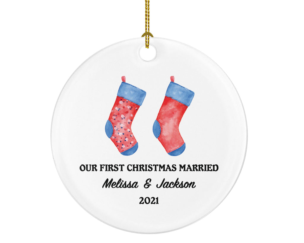 First Christmas Married Socks Ornament - Newlywed Couple Wedding First as Mr & Mrs Wedding Personalized Gift for Bride Groom Mr. Mrs.