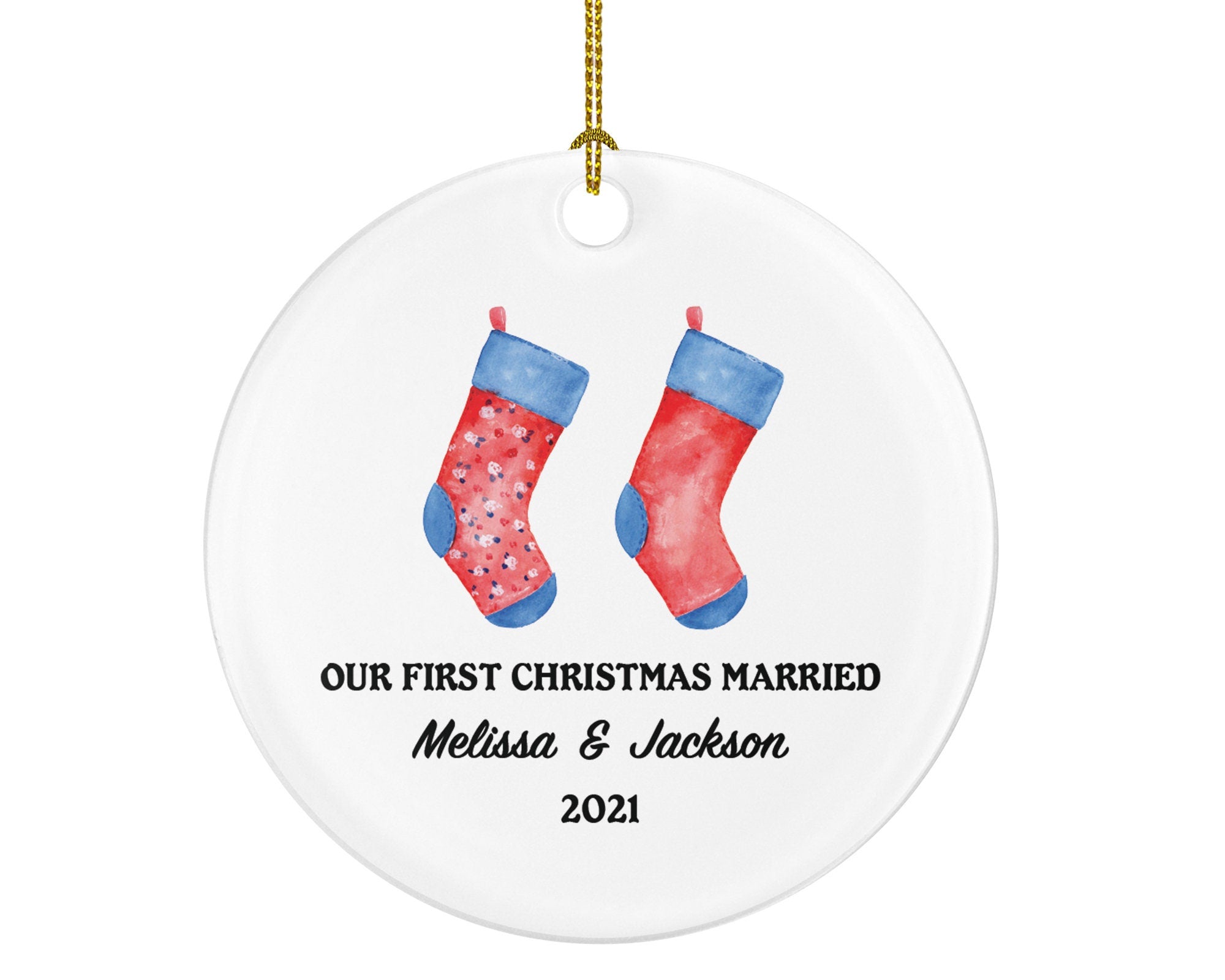 First Christmas Married Socks Ornament - Newlywed Couple Wedding First as Mr & Mrs Wedding Personalized Gift for Bride Groom Mr. Mrs.