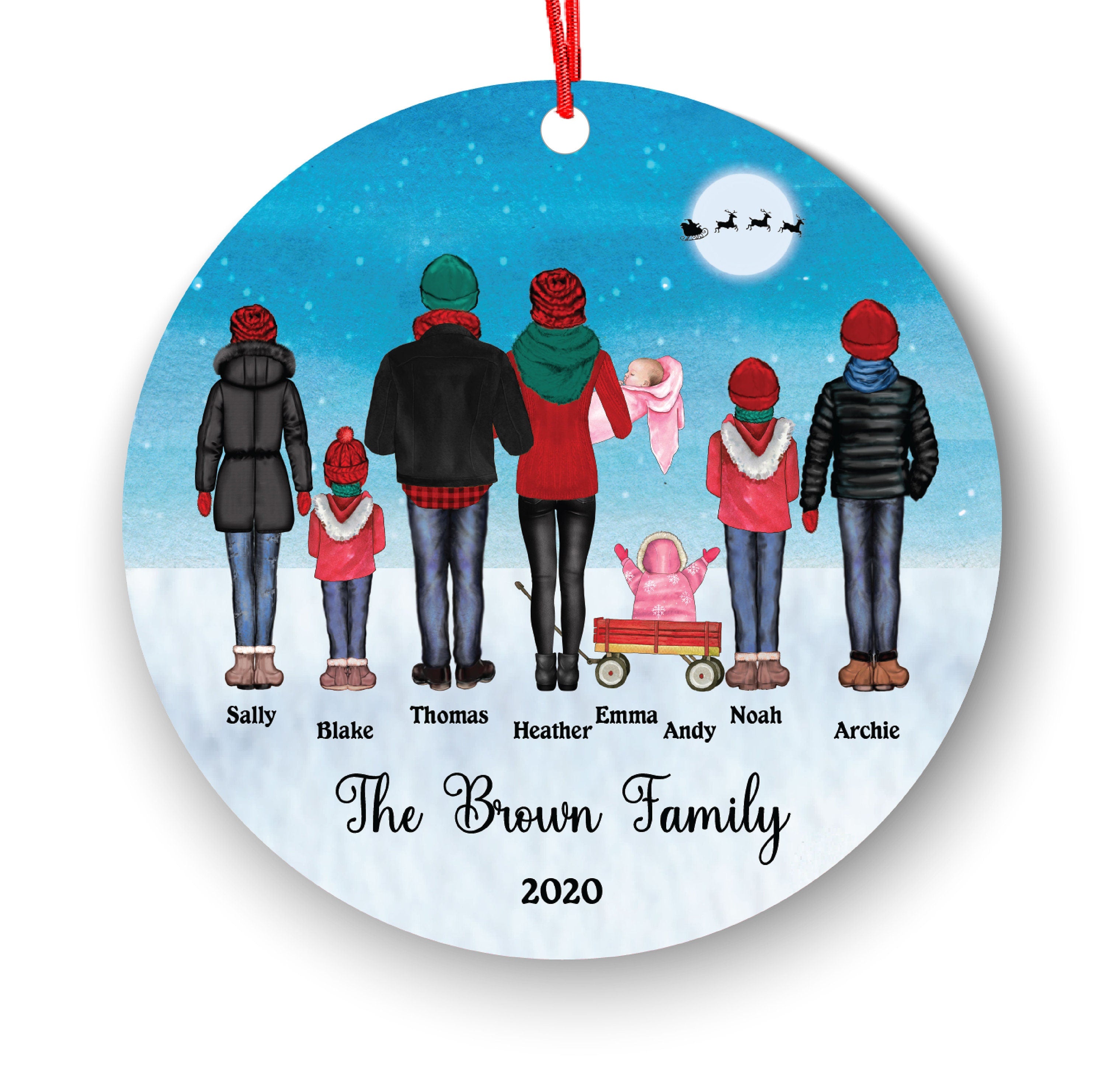Personalized Winter Family 3 4 5 6 7 8 9 Couple Pet Parents Dog Cat Rabbit Christmas Ornament, Custom Mom Dad Lover Owner Gift Fur