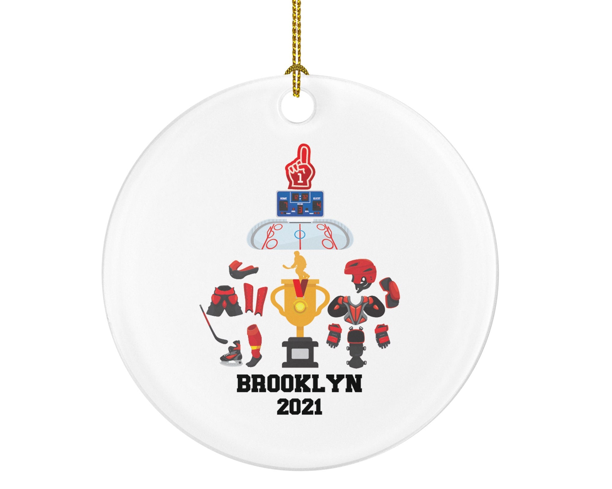 Ice Hockey Player Christmas Ornament, Personalized Hockey Team Coach Gift, Hockey Game Lover
