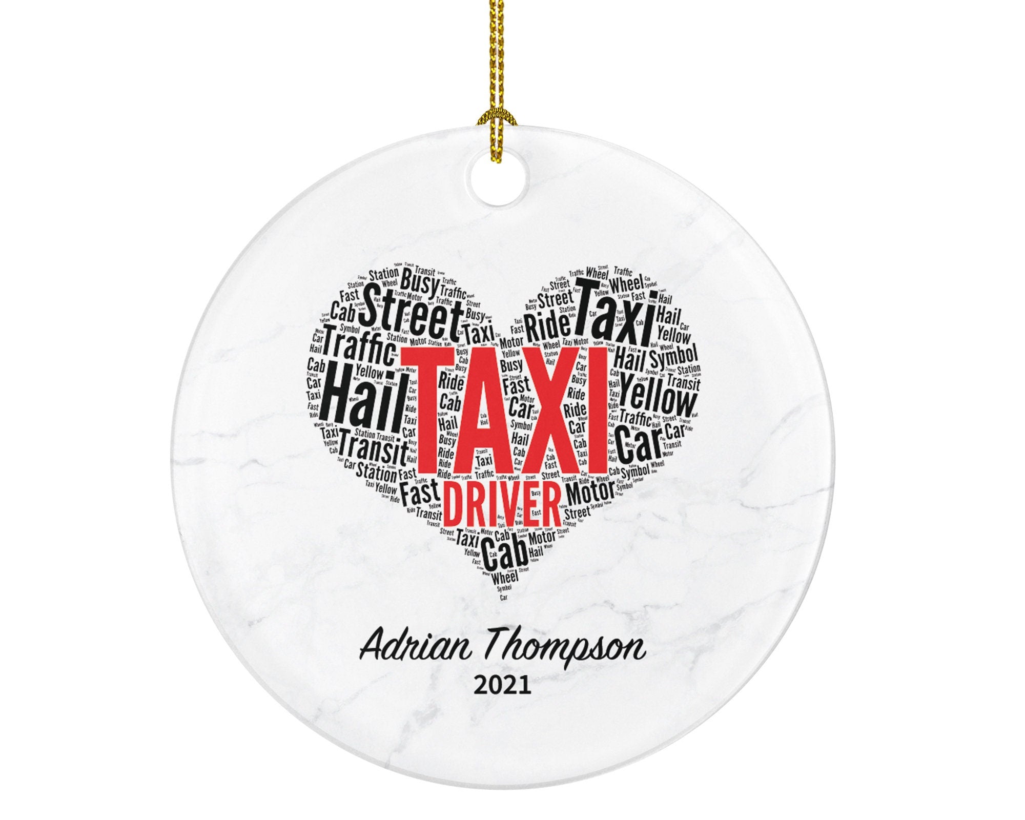 Taxi Driver Christmas Ornament Personalized - Cab Driver Gift - Custom Name Year