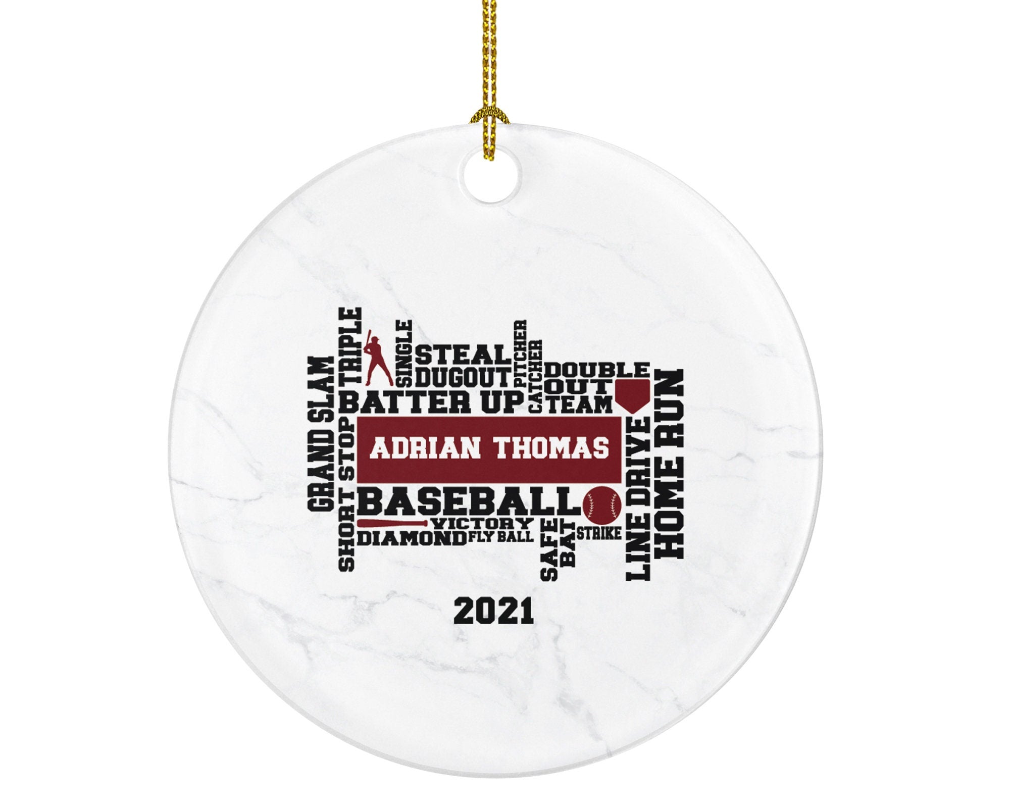 Personalized Baseball Christmas Ornament - Player Gamer Sports Decorations Hobby Occupation Custom Gift Play Game
