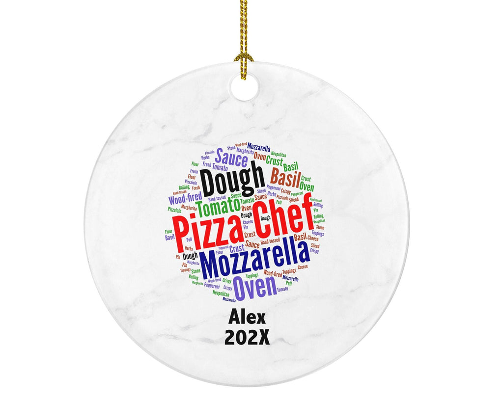 Personalized Pizza Chef Ornament – Custom Pizza Maker Christmas Gift – Culinary Word Art Ornament – Chef Holiday Keepsake