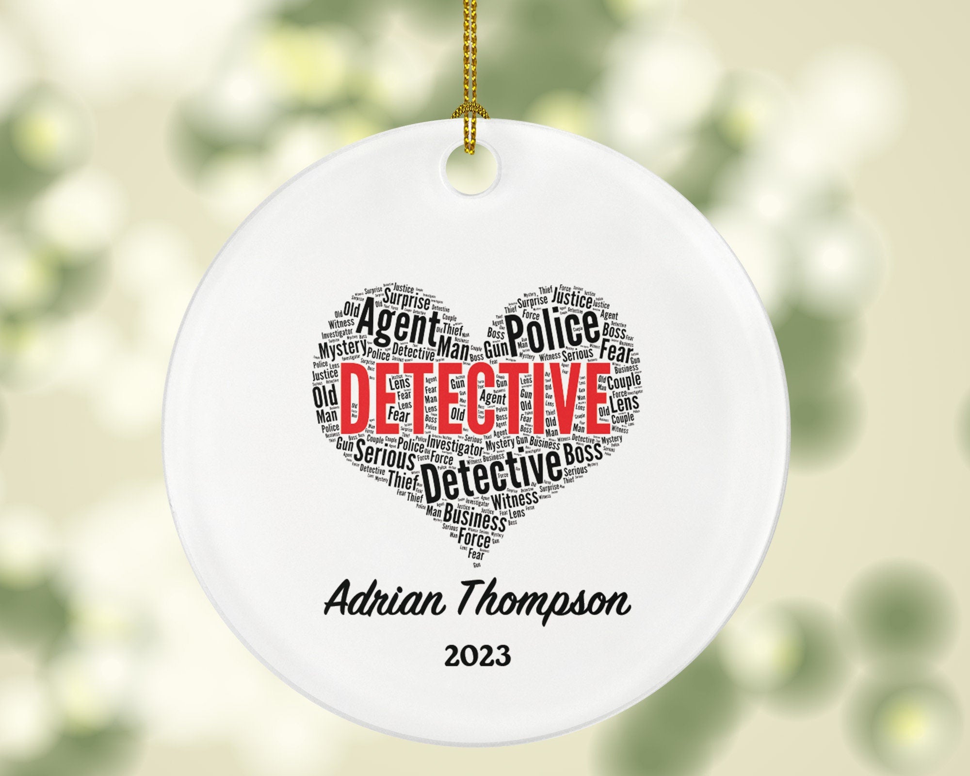 Detective Christmas Ornament Personalized - Criminal Investigation Crime Investigator Team Officers Custom Gift