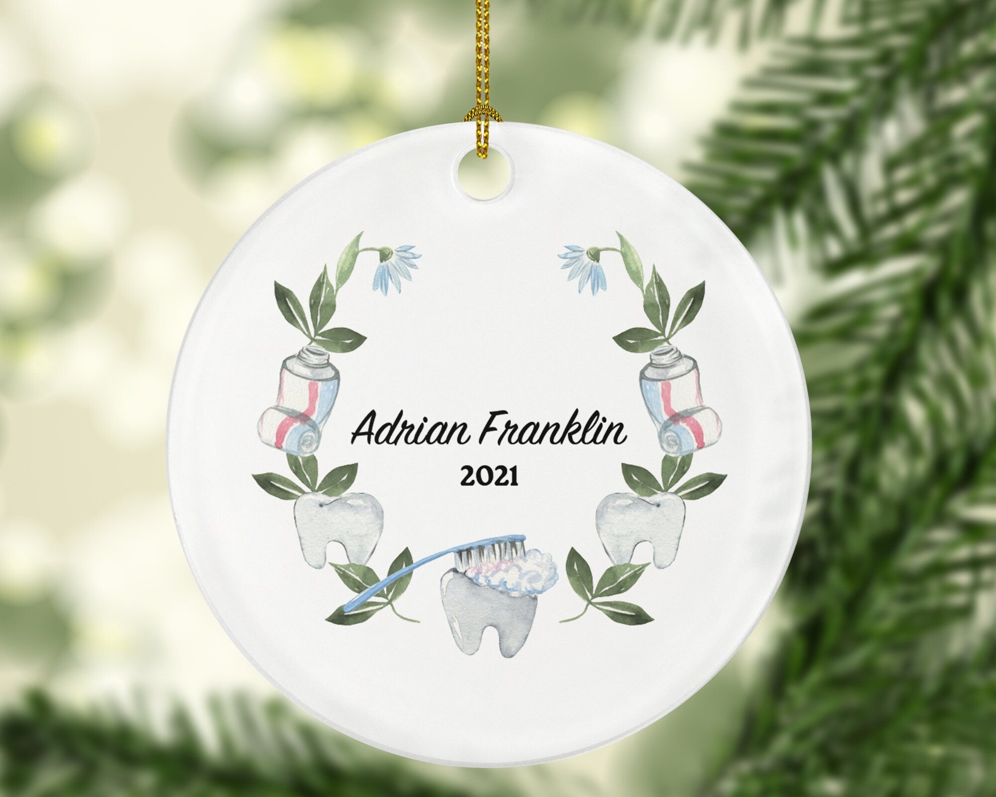 Dentist Christmas Ornament Personalized - Dental Gift Graduation Custom Occupational Occupation Dental Gift - Dental Wreath