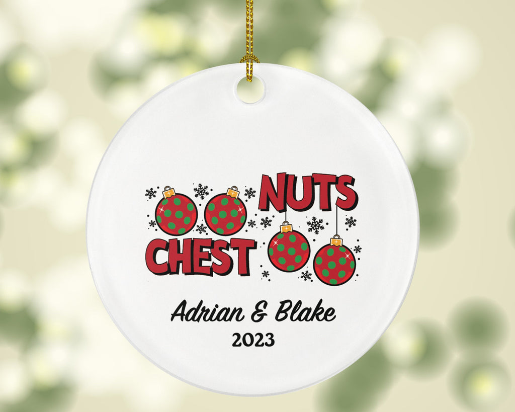 Chest Nuts Couple Funny Christmas Ornament - Personalized Mr and Mrs Married Future Marriage Husband Wife Fiancé Love