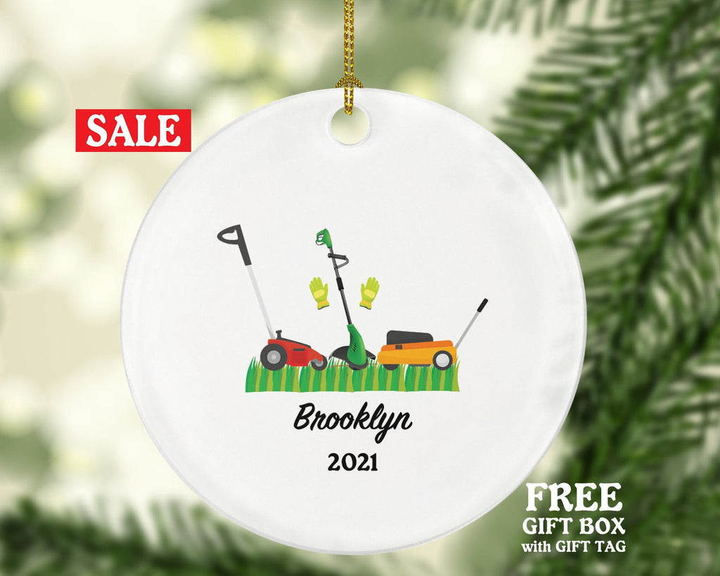 Lawn Mower Christmas Ornament Personalized, Mowing Grass, Lawn Care Worker, Landscapers, Cutting The Grass, Push Mower Gift For Lawn