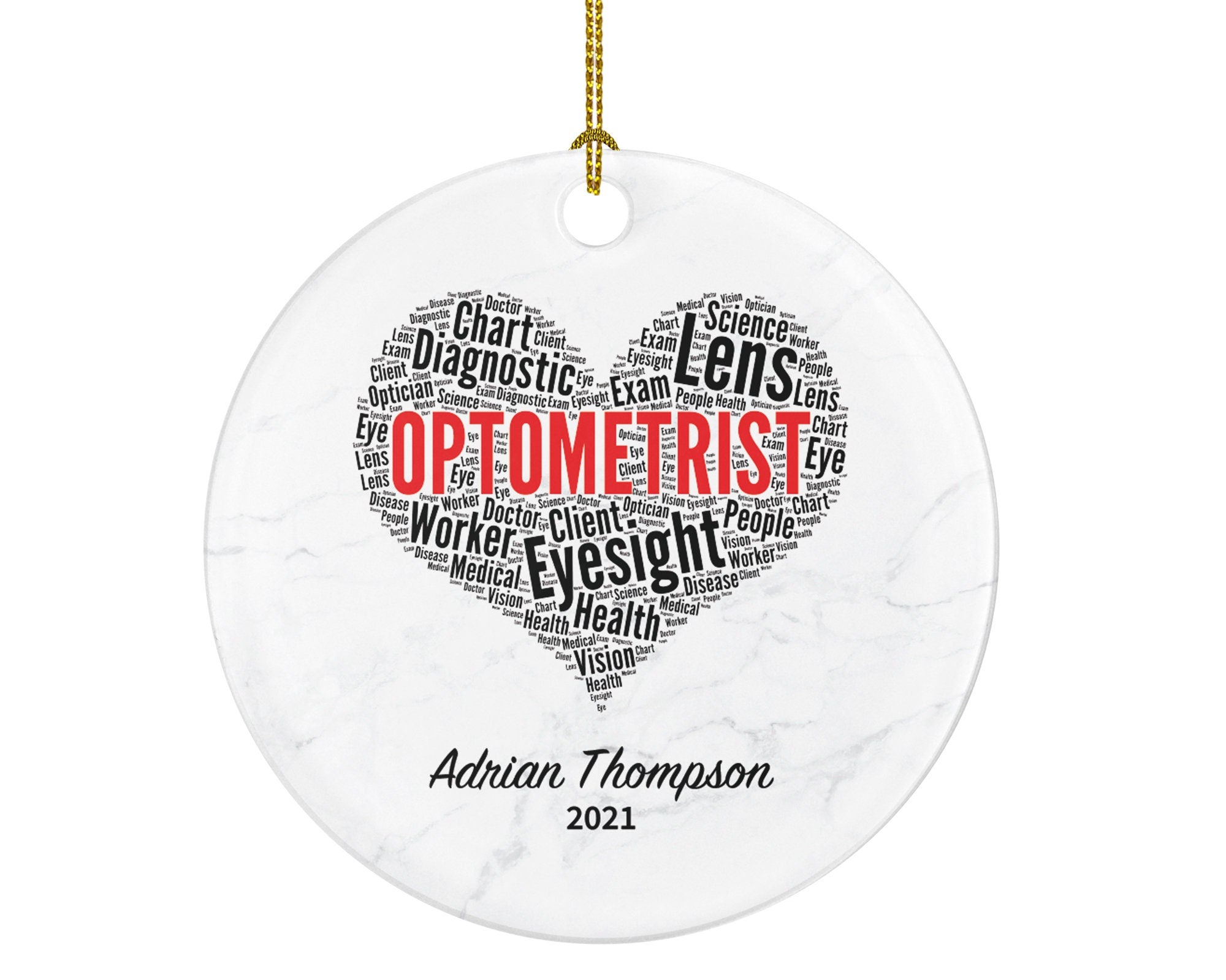 Optometrist Christmas Ornament Personalized - Eyes Seeing Visual System Gift Graduation Thank You Appreciation Gift