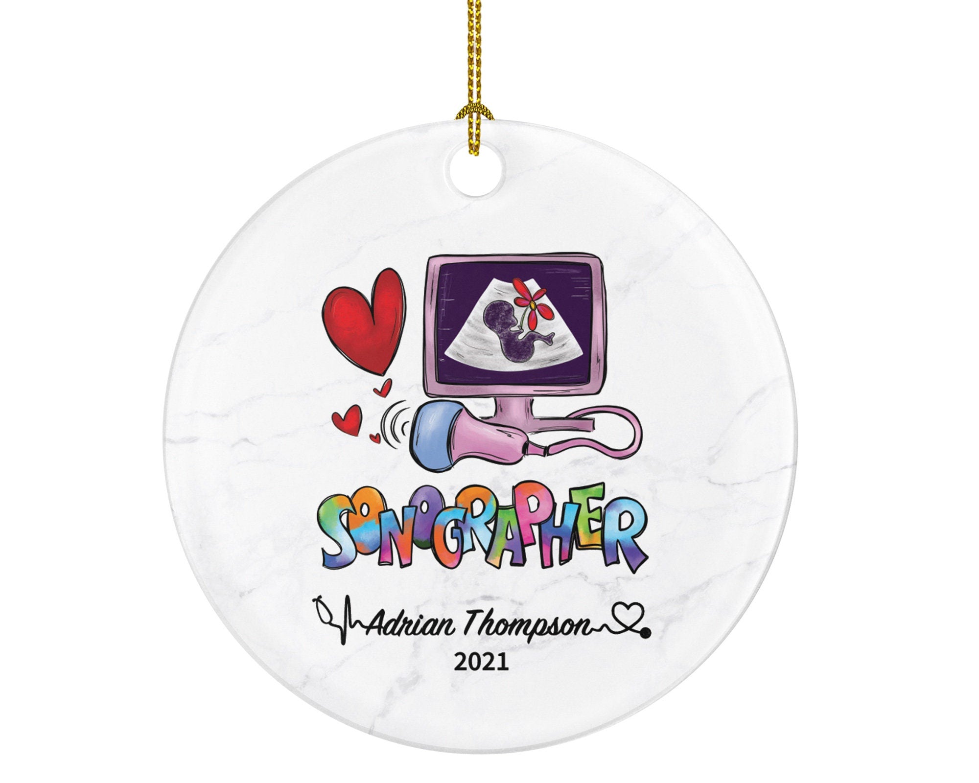 Sonographer Christmas Ornament Personalized - Sonogram Ultrasound Tech Technician Sonography Medical Gift for Sonographer