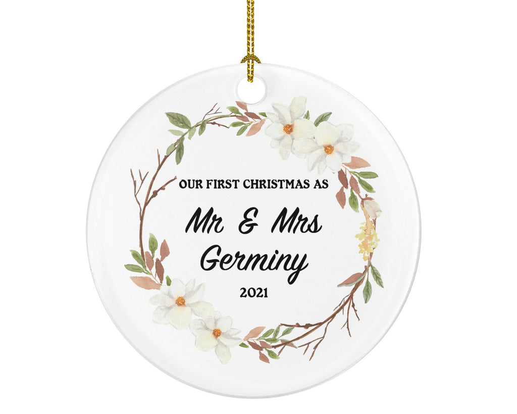 Our First Christmas as Mr & Mrs Married Couple Christmas Ornament Personalized - Newlywed Mr. and Mrs. Custom Gift