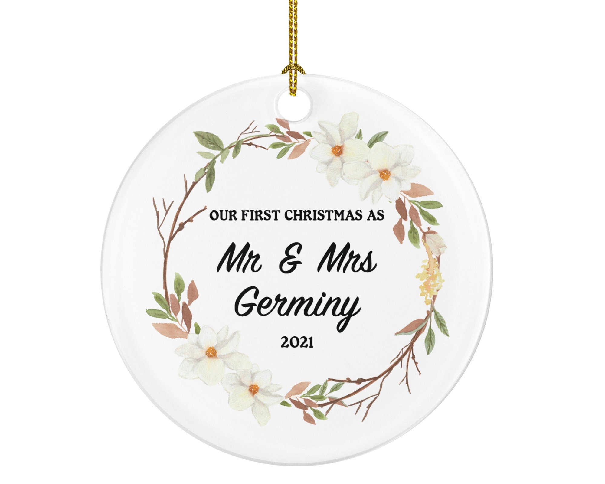 Our First Christmas as Mr & Mrs Married Couple Christmas Ornament Personalized - Newlywed Mr. and Mrs. Custom Gift