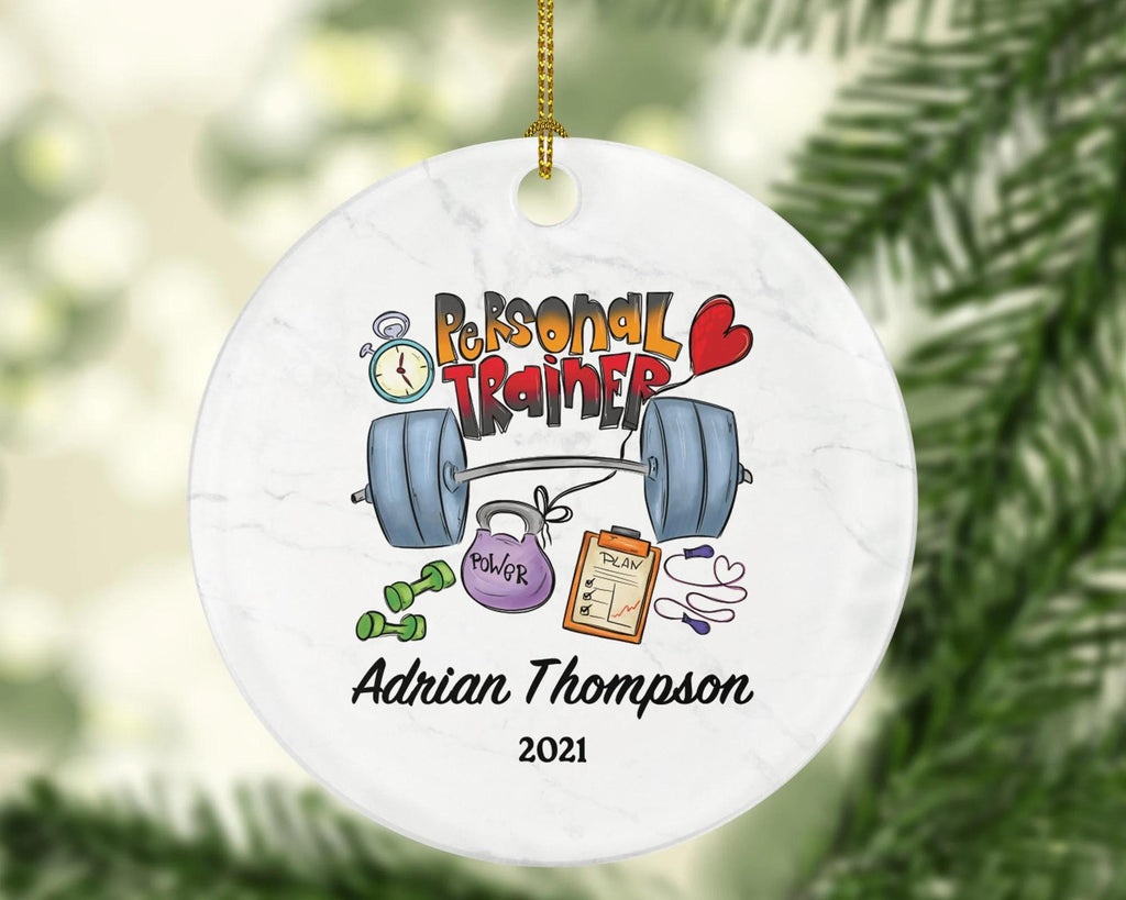 Personal Trainer Fitness Pilates Yoga Workout Christmas Ornament Personalized - Custom Healthy Lifestyle Training Exercise PT Gift