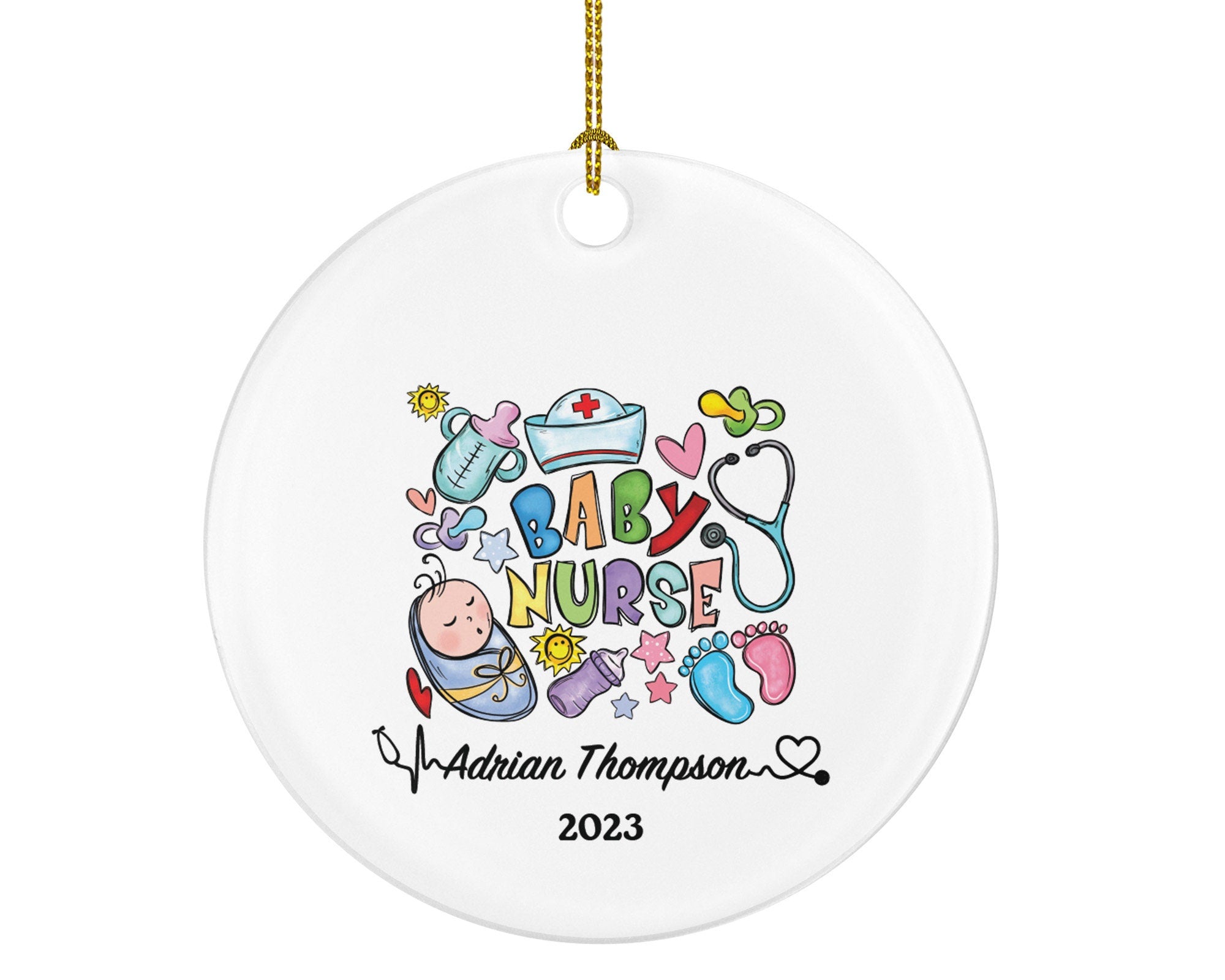 Baby Nurse Christmas Ornament Personalized - Baby Nurse Registered Health Worker Gift from Patient for Nurse Custom Medical