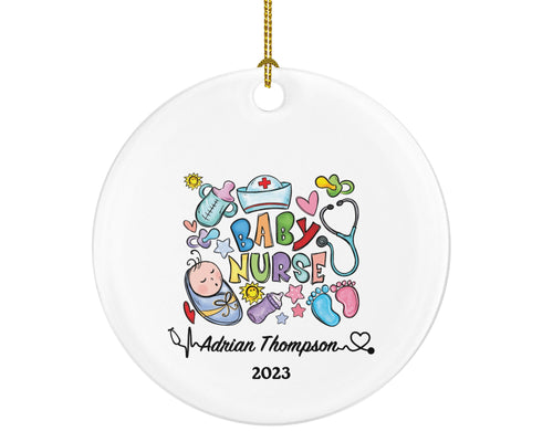 Baby Nurse Christmas Ornament Personalized - Baby Nurse Registered Health Worker Gift from Patient for Nurse Custom Medical