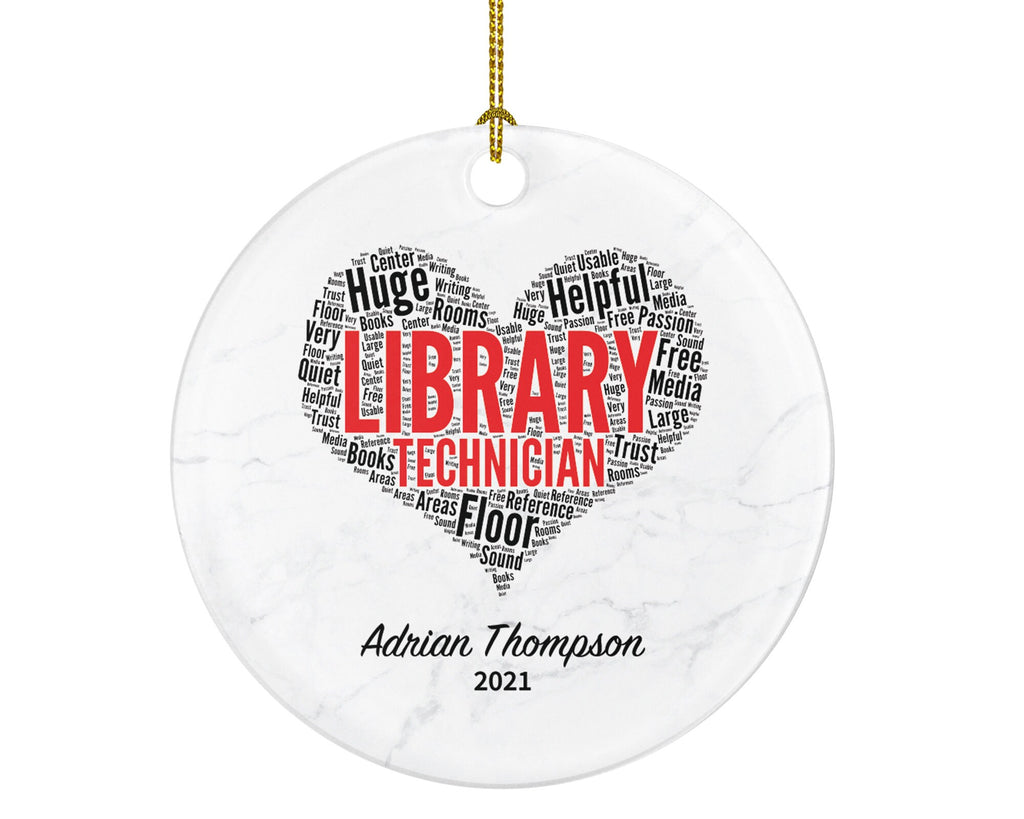 Library Technician Christmas Ornament Personalized, Library Worker Gift Custom Name