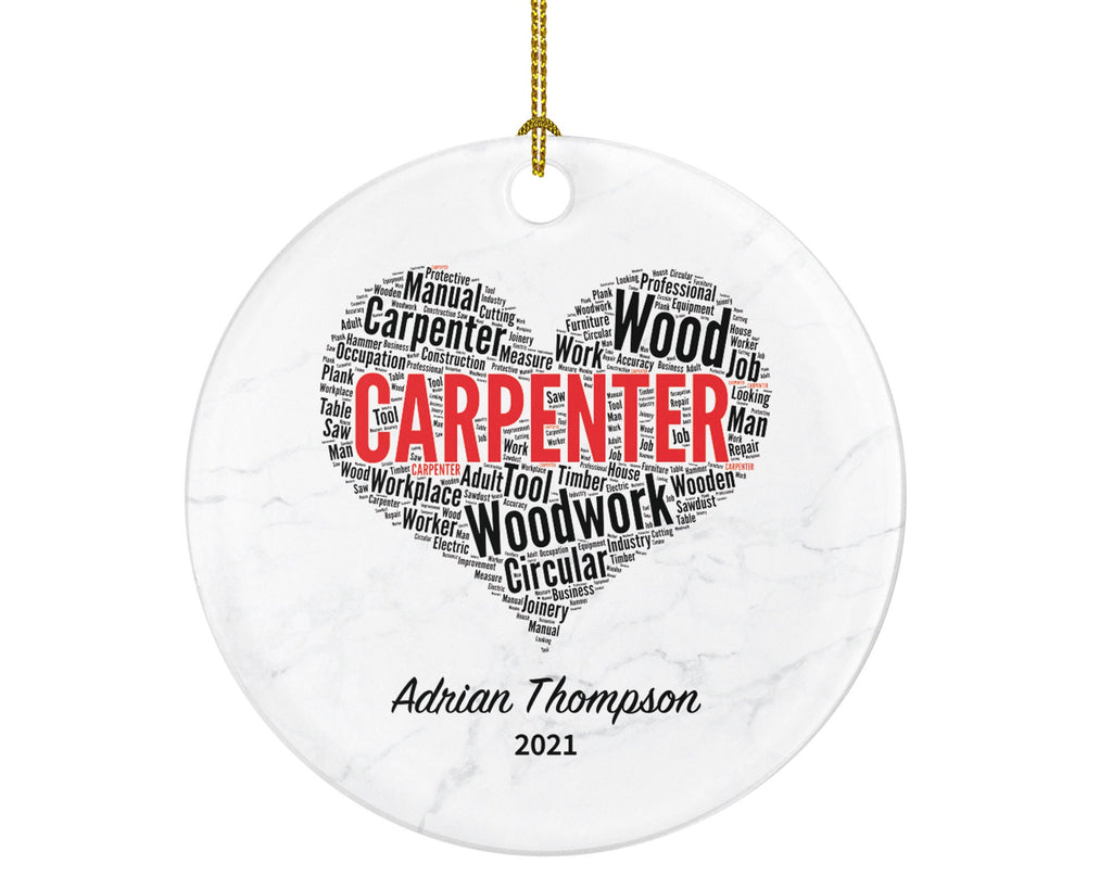 Carpenter Personalized Christmas Ornament, Custom Handy Man Ornament, Builder Carpenter Gift, Construction Worker