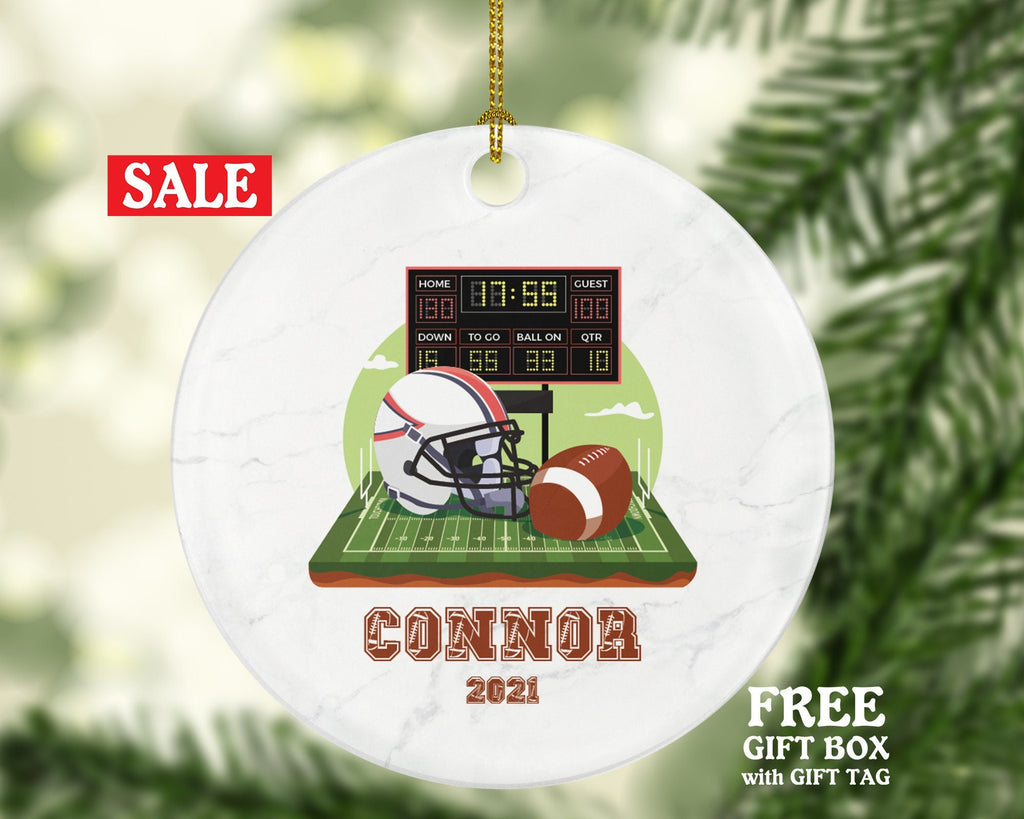 Football Rugby Team Player Gamer Christmas Ornament Personalized - Sports Match Boys Senior Gift Custom Name