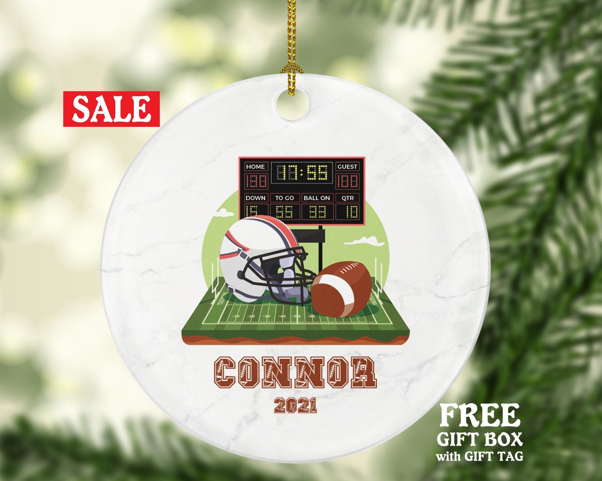 Football Rugby Team Player Gamer Christmas Ornament Personalized - Sports Match Boys Senior Gift Custom Name