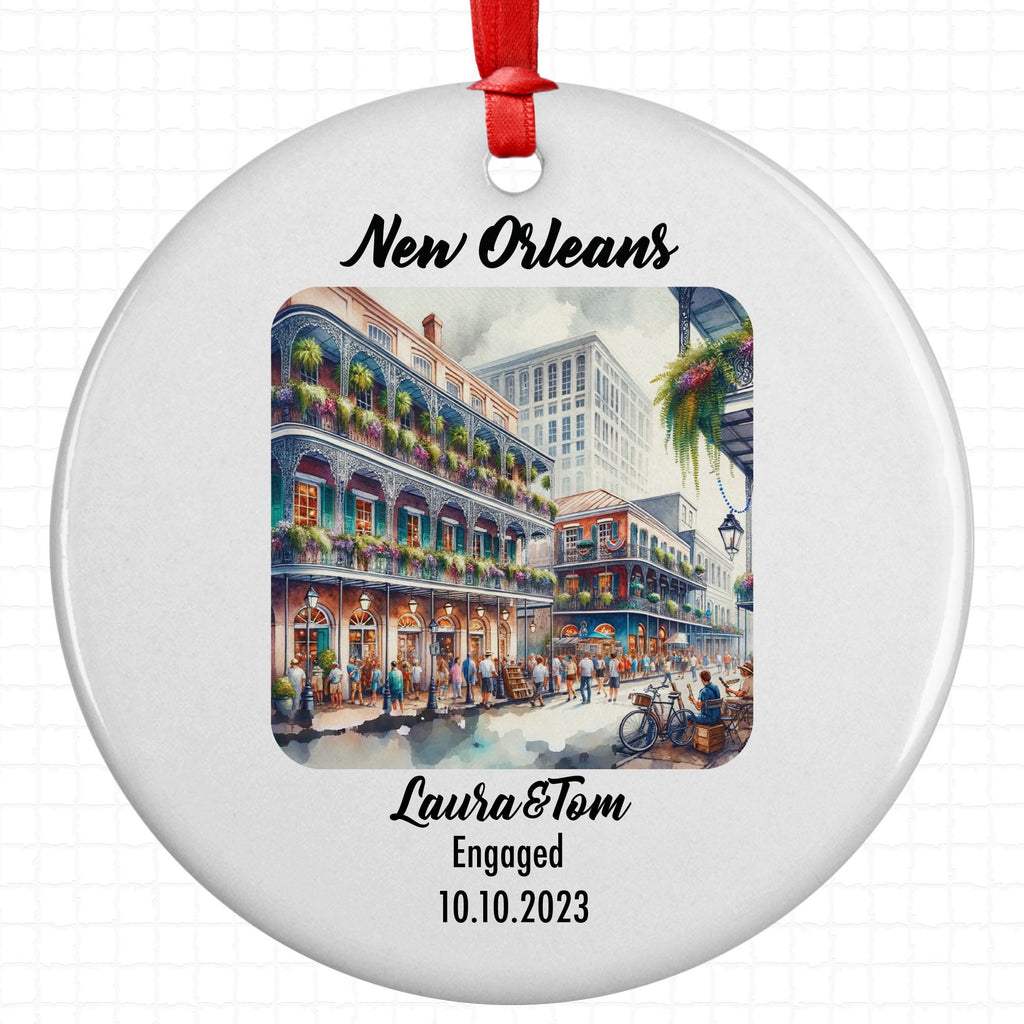 New Orleans Downtown Ornament, Engagement, Married, Travel, Gift for Engaged Couple, Engagement Gift, Trip, Vacation Souvenir