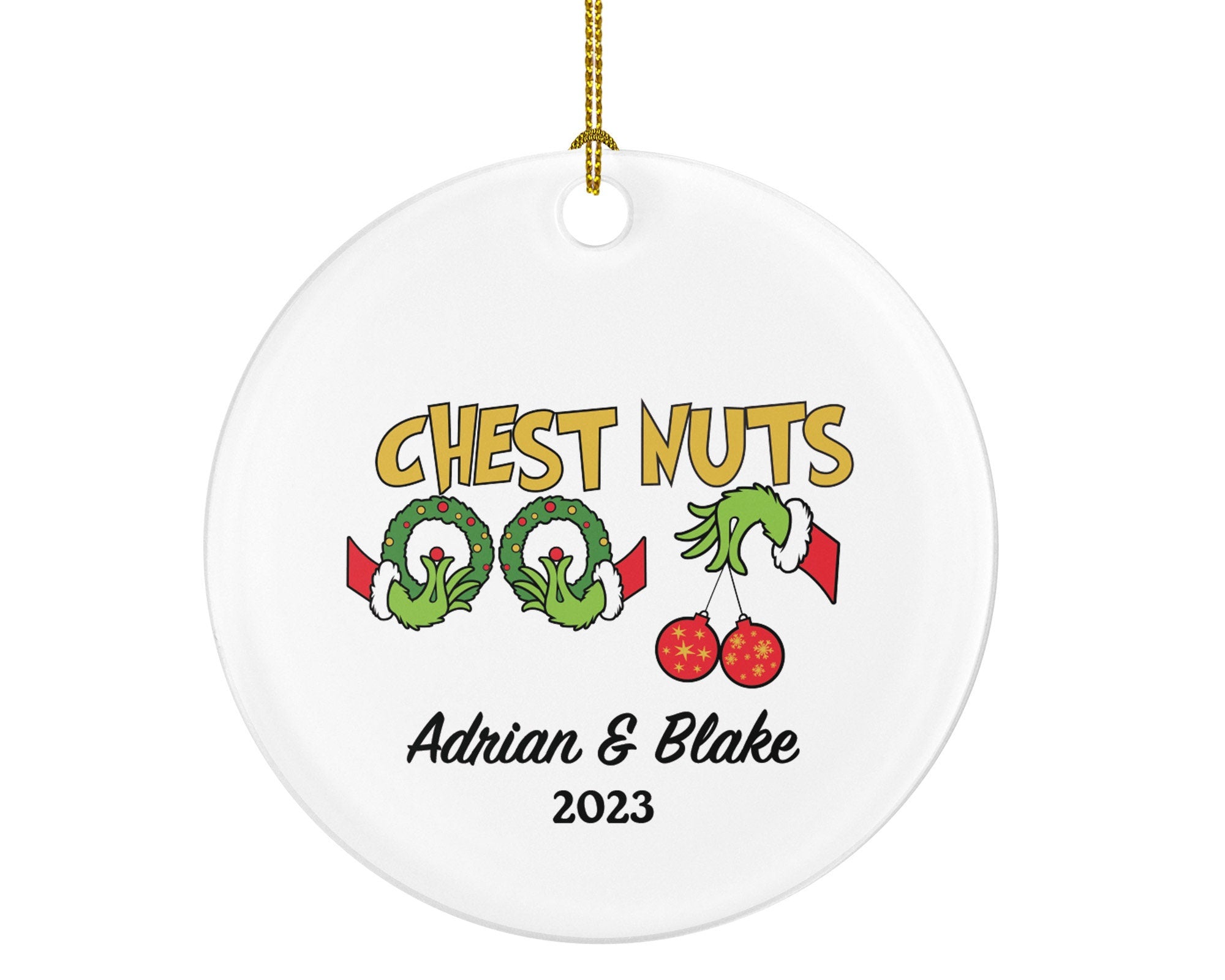Chest Nuts Couple Funny Christmas Ornament - Personalized Mr and Mrs Married Future Marriage Husband Wife Fiancé Love