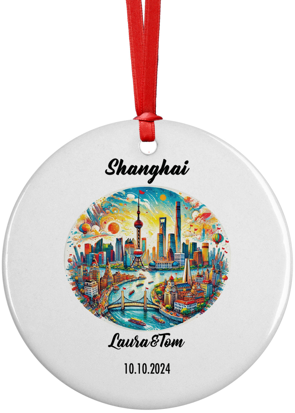Shanghai Ornament, Engagement, Married, Travel, Gift for Engaged Couple, Engagement Gift, Trip, Vacation Souvenir
