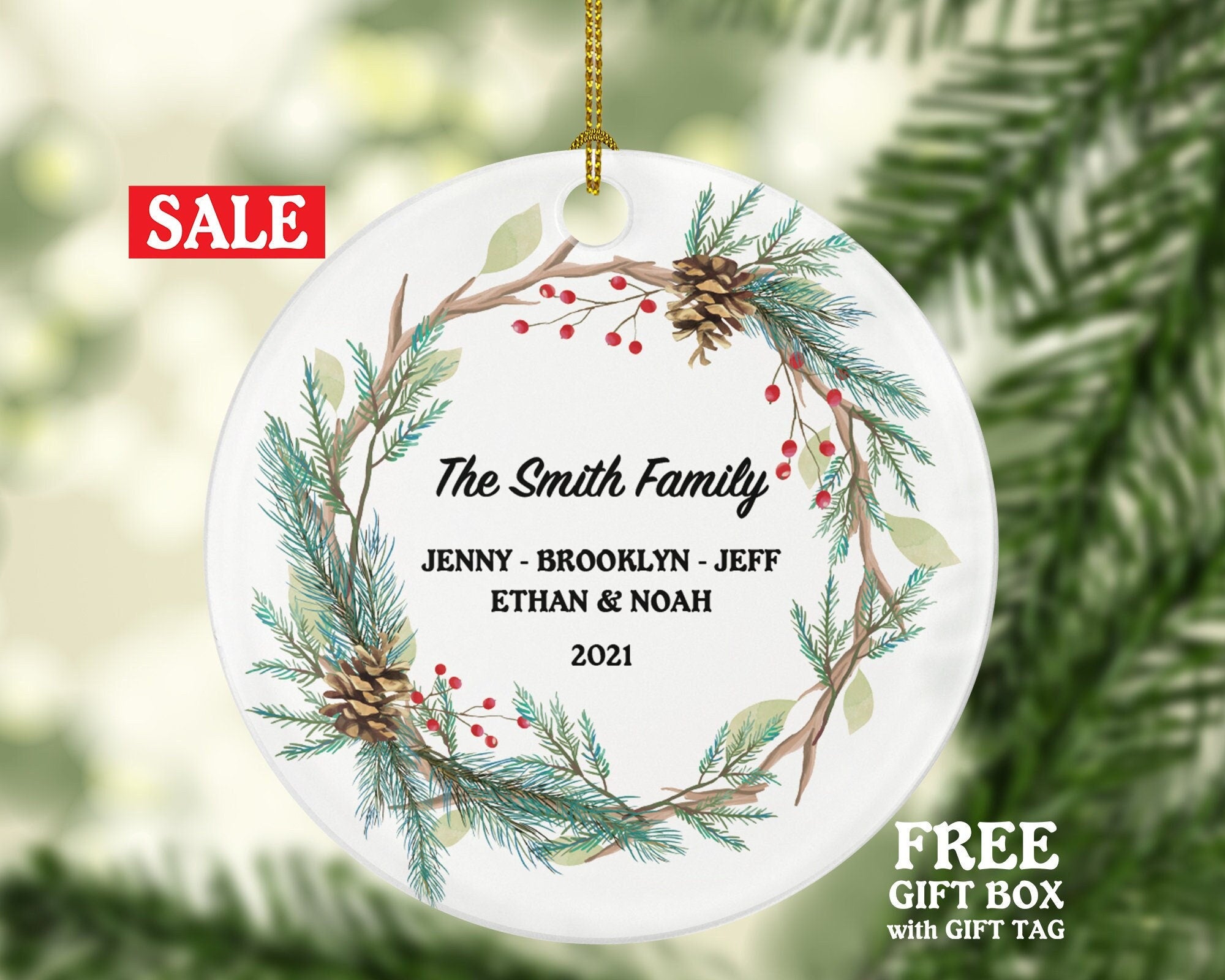 Family of 2 3 4 5 6 Christmas Ornament Personalized - Gift for Family - Custom Name Year Christmas Ornament