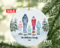Winter Family Christmas Ornament - Personalized Gift for Family of 2 3 4 5 Custom Names of Family with Kids Xmas
