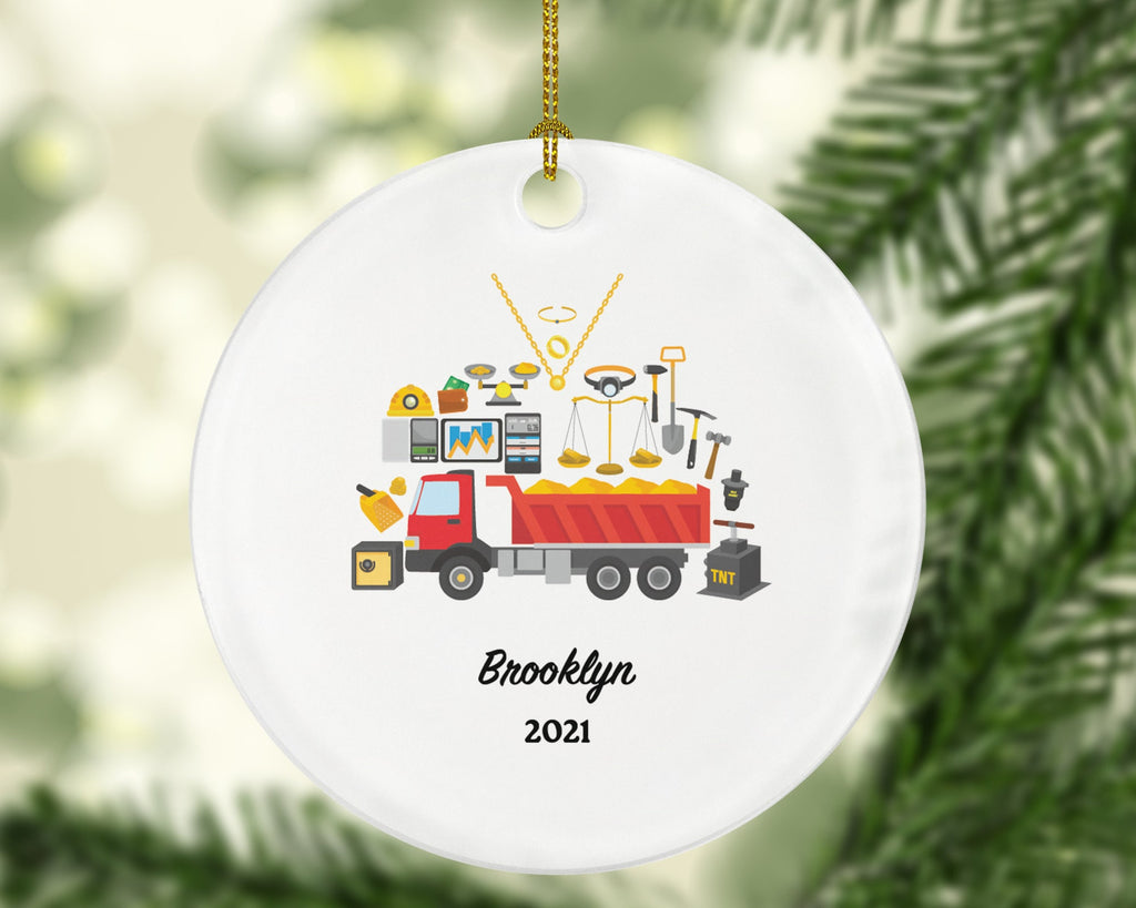 Gold Miner Christmas Ornament Personalized - Gold Mining Gift for a Gold Miner Custom Name