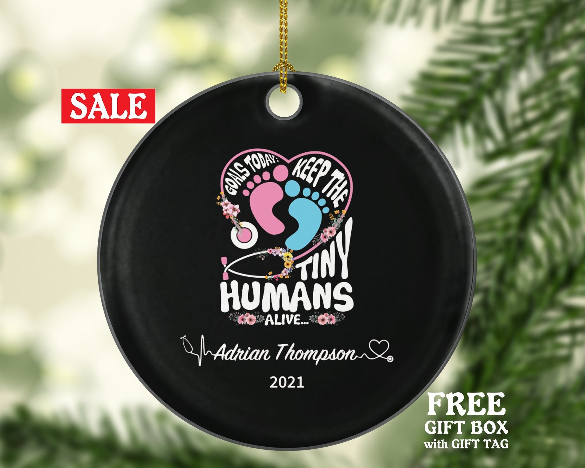 Newborn Nurse Christmas Ornament Custom - Nurse Nursing Health Worker Gift from Patient for Nurse RN Personalized Medical
