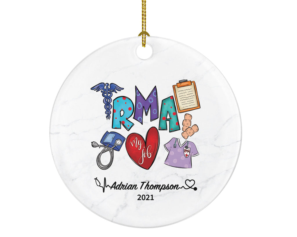 Registered Medical Assistant Christmas Ornament Personalized - RMA, Registered Medical Assistant Gift Health Worker School Graduation Gift