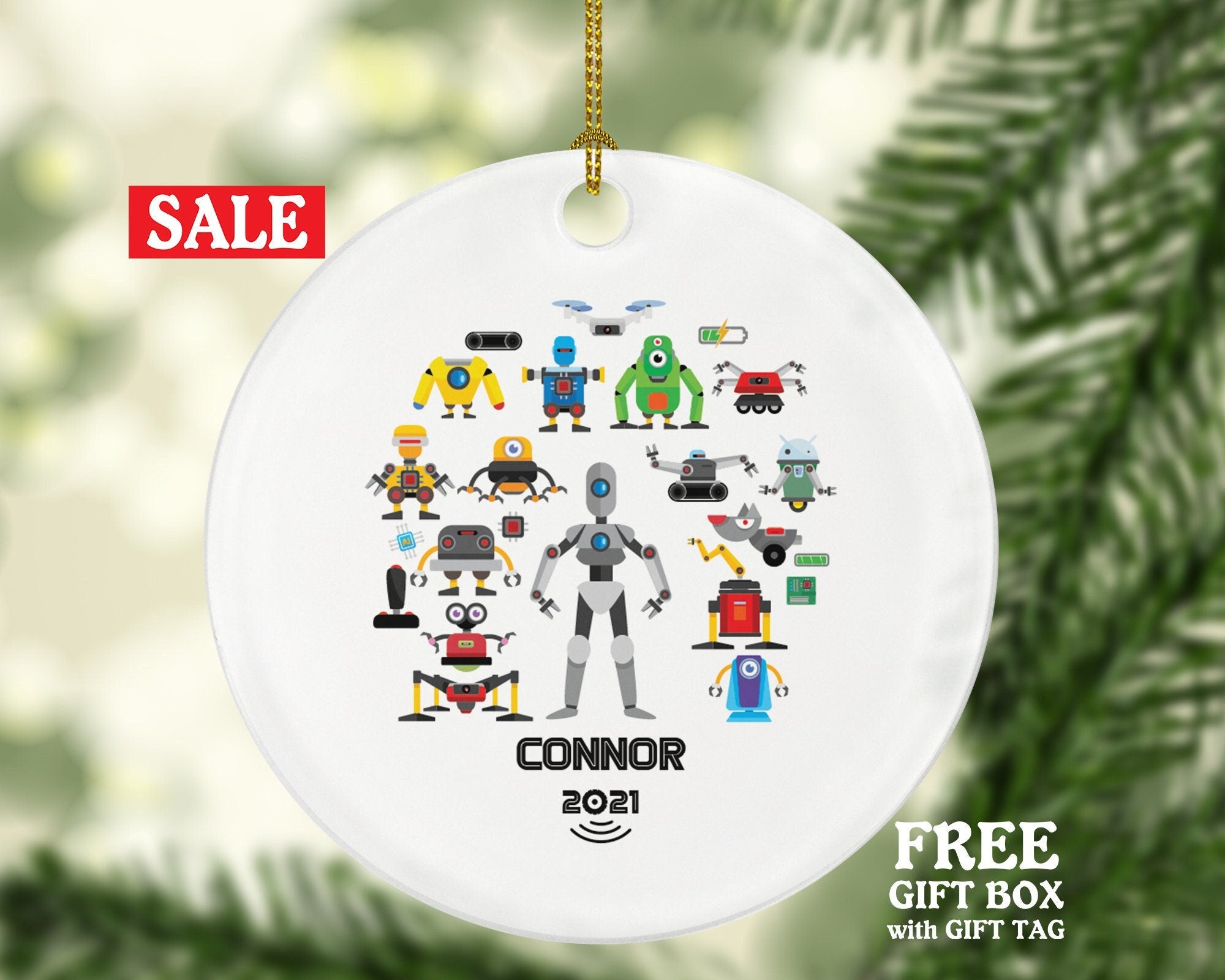 Robotics Engineer Christmas Ornament Personalized - Robot Systems Designer Developer Software Specialist Employer Boss Employee Custom Gift