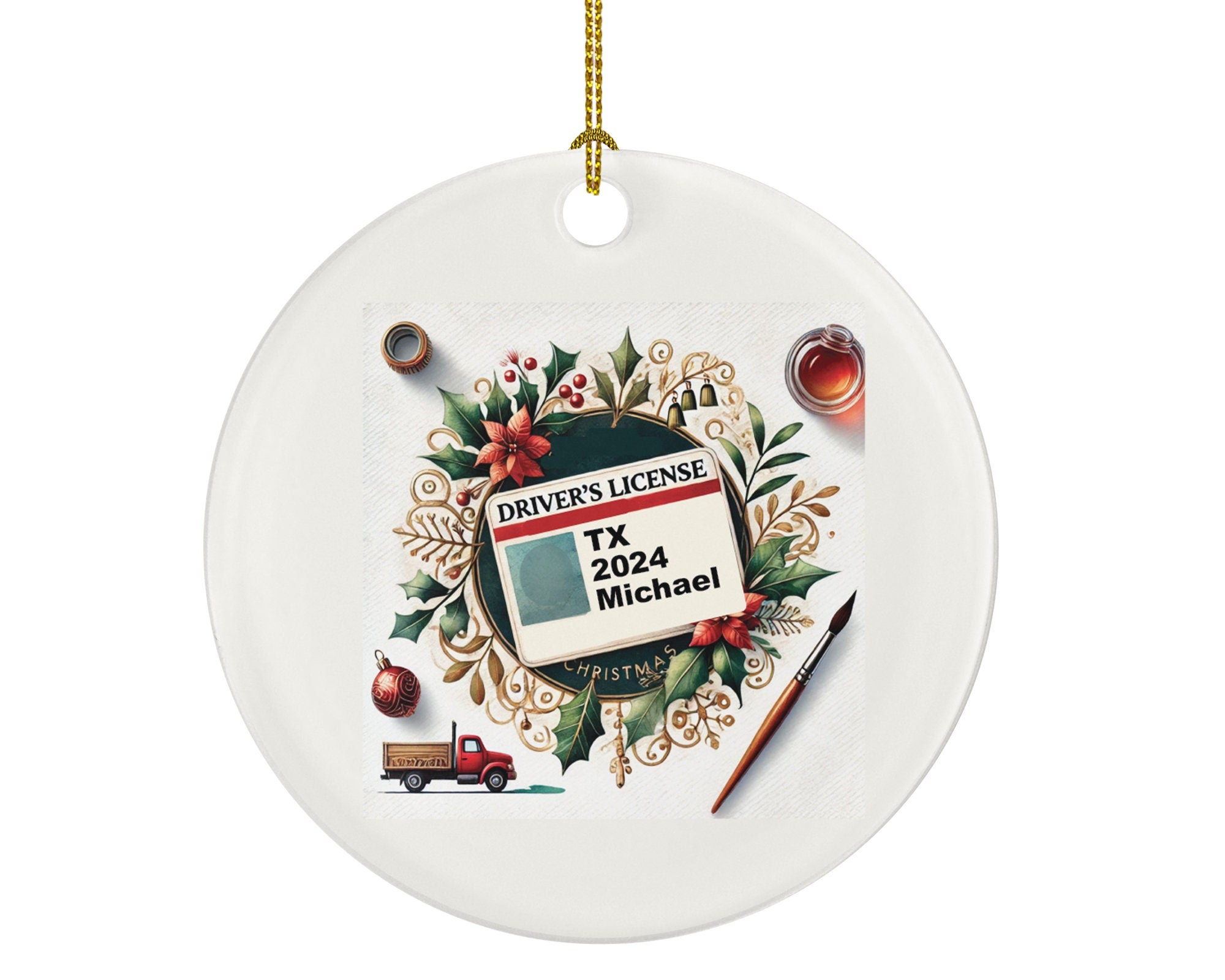 New Driver Christmas Ornament Personalized - Car Driving License Owner Driver's License Plate Custom Gift For Teenage