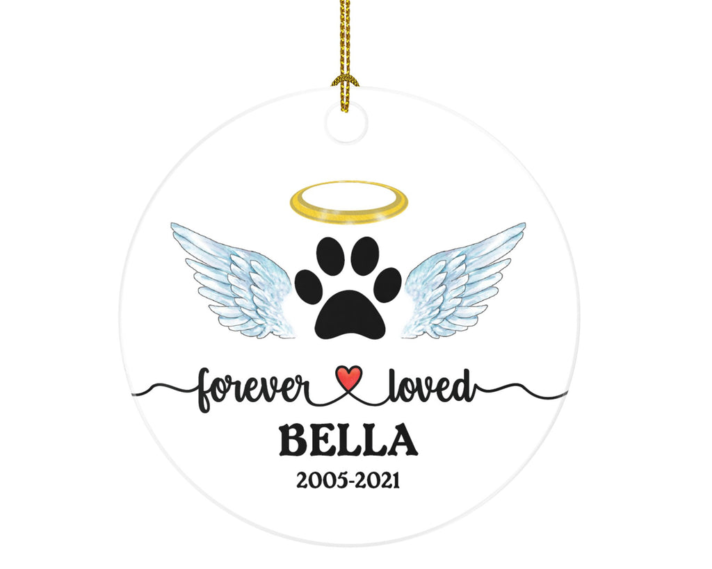 Forever Loved Dog Memorial Ornament - Personalized with Name and Date Pet Memorial Gift for Pet Owner Paw Print Pet Ornament for Pet Lover