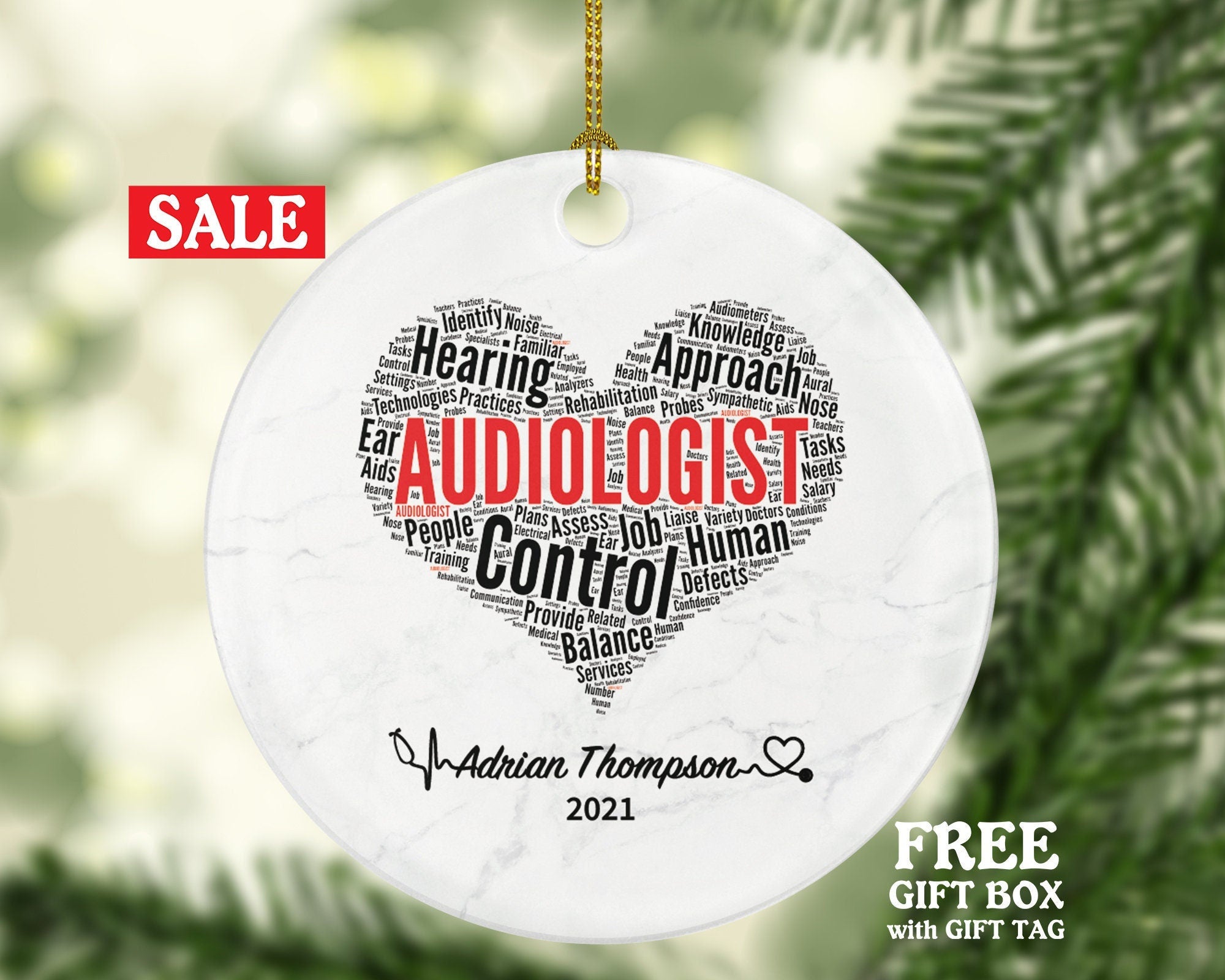 Audiologist Christmas Ornament Personalized - Hearing Doctor Audiology Gift Graduation Thank You Appreciation Gift
