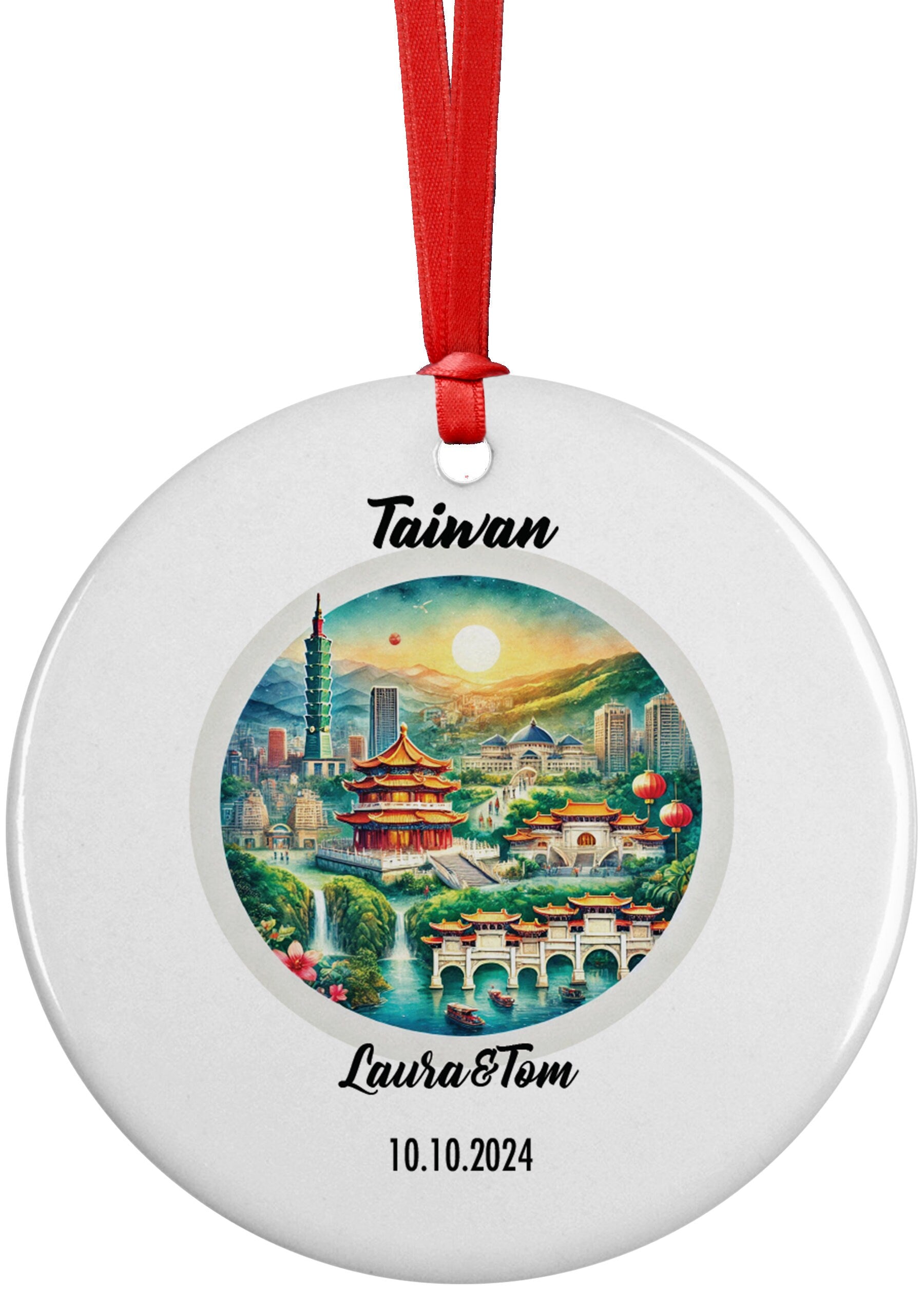 Taiwan Ornament, Engagement, Married, Travel, Gift for Engaged Couple, Engagement Gift, Trip, Vacation Souvenir