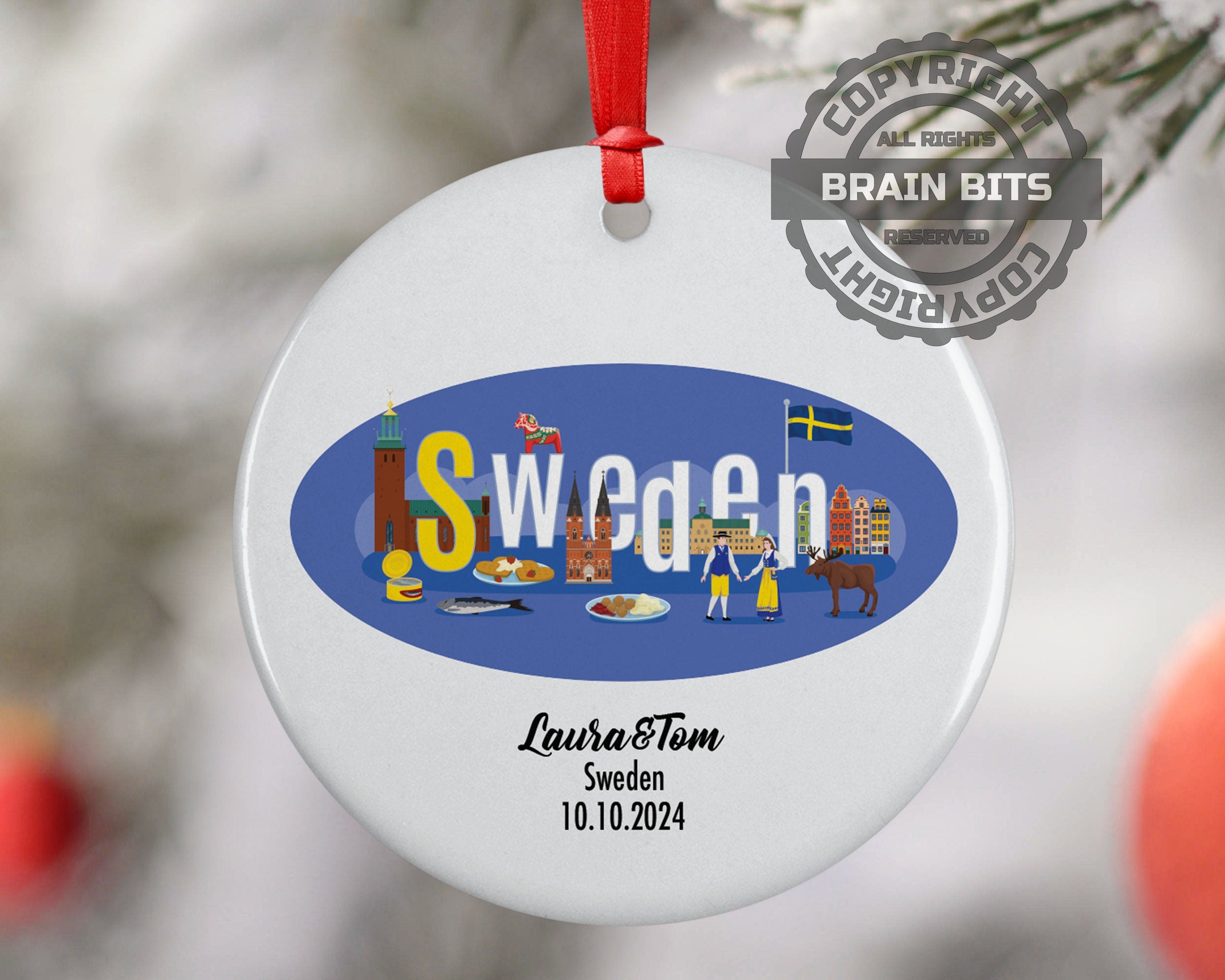 Sweden Cultural Symbols, Ornament, Engagement, Married, Travel, Gift for Engaged Couple, Engagement Gift, Trip, Vacation Souvenir