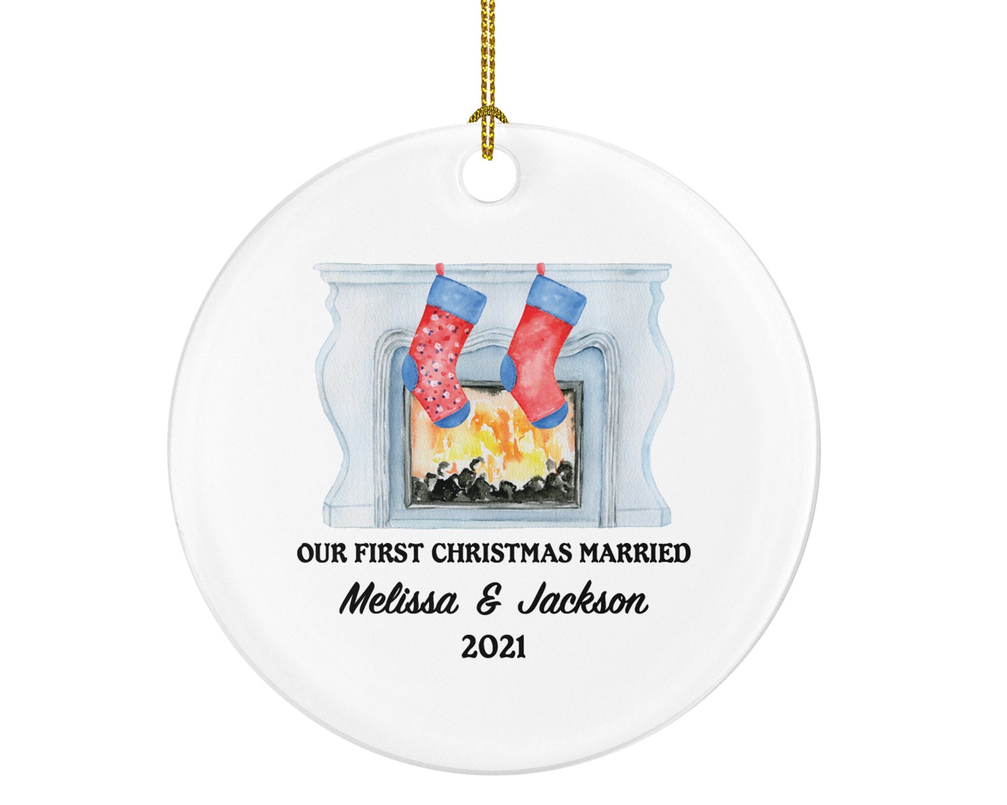First Christmas Married Mantel Socks Ornament - Newlywed Couple Wedding First as Mr & Mrs Wedding Personalized Gift for Bride Groom Mr. Mrs.