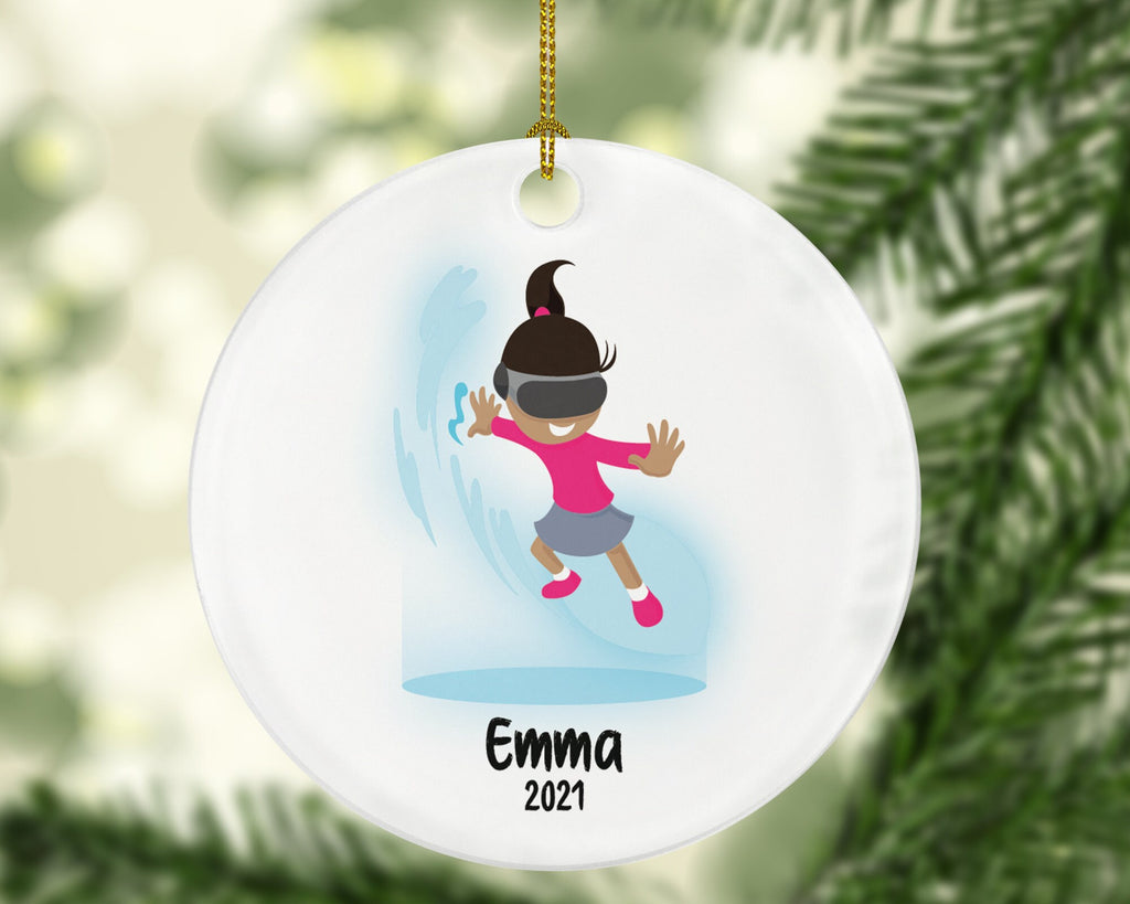 Virtual Reality Male Personalized Christmas Ornament Child for Tree Girl Kid Brown White Skin Hair Blonde Dark Black Video Gamer Game Gift