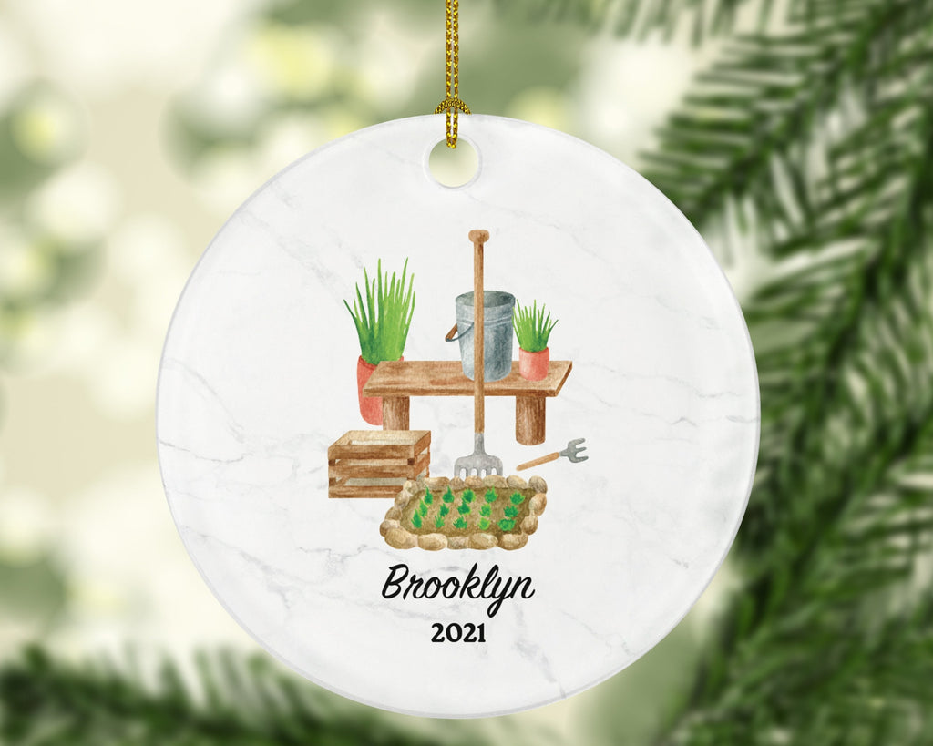 Gardening Christmas Ornament Personalized - Gift for a Gardener - Custom Name Year