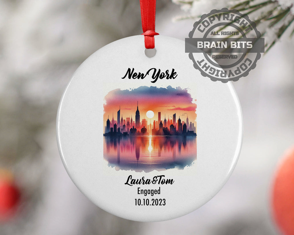 New York Ornament, Engagement, Married, Travel, Gift for Engaged Couple, Engagement Gift, Trip, Vacation Souvenir